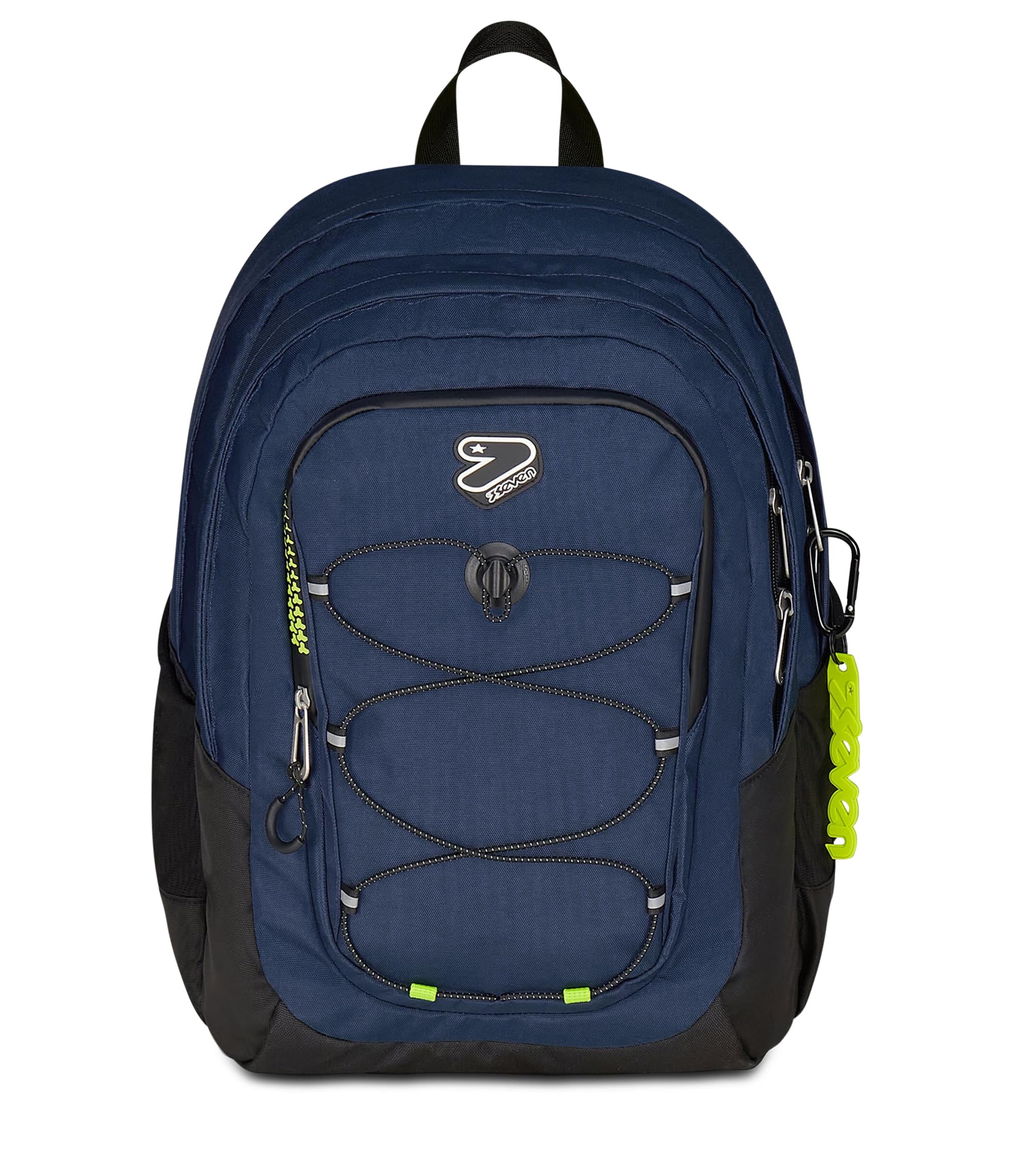 Seven Zaino Scuola TECH LINE, Doppio Scomparto, Blu, 30 L, Multifunzione, Tasca con organizer, Tasca porta borraccia, Scomparto porta pc, Scuola media e superiore, Bambini, Ragazzi