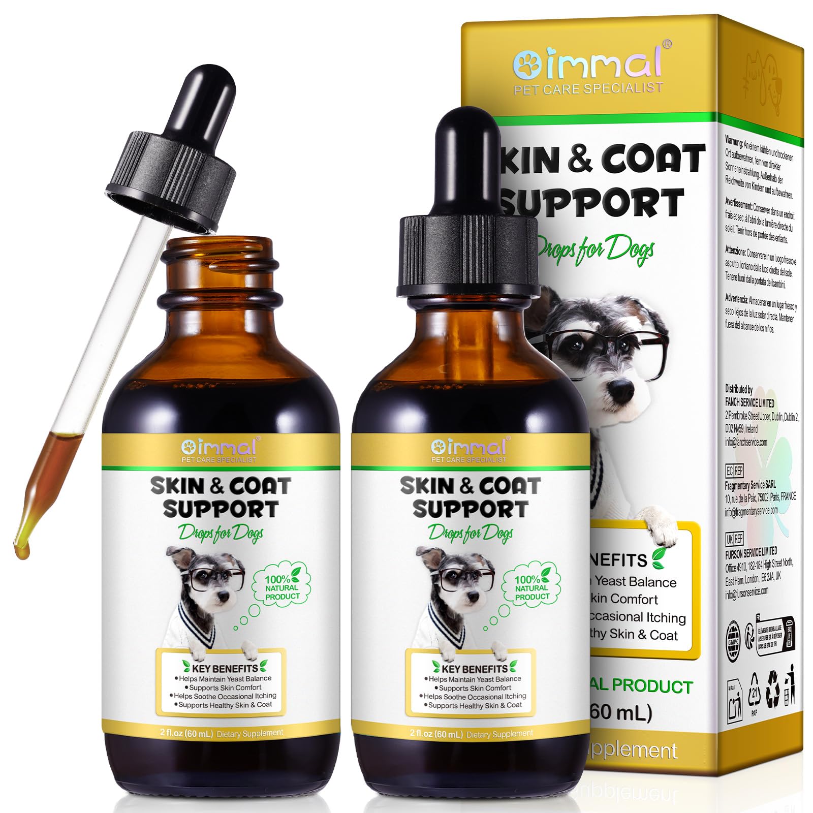 ZyranovaE 2Pack Yeast Infection Treatment for Dogs,Dog Ear Infection Treatment, Soothing Dog Yeast Infection,Allergy Relief,Natural Fast Relief Drop for Immune Health - 2 fl oz