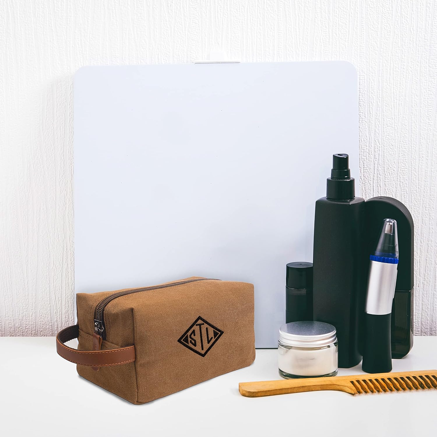 Single Monogrammed Embroidered Toiletry Bag with Initials - 5 Colors & 8 Thread Colors - Personalized Gifts for Men, Custom Dopp Kit - Groomsmen & Best Man Gifts