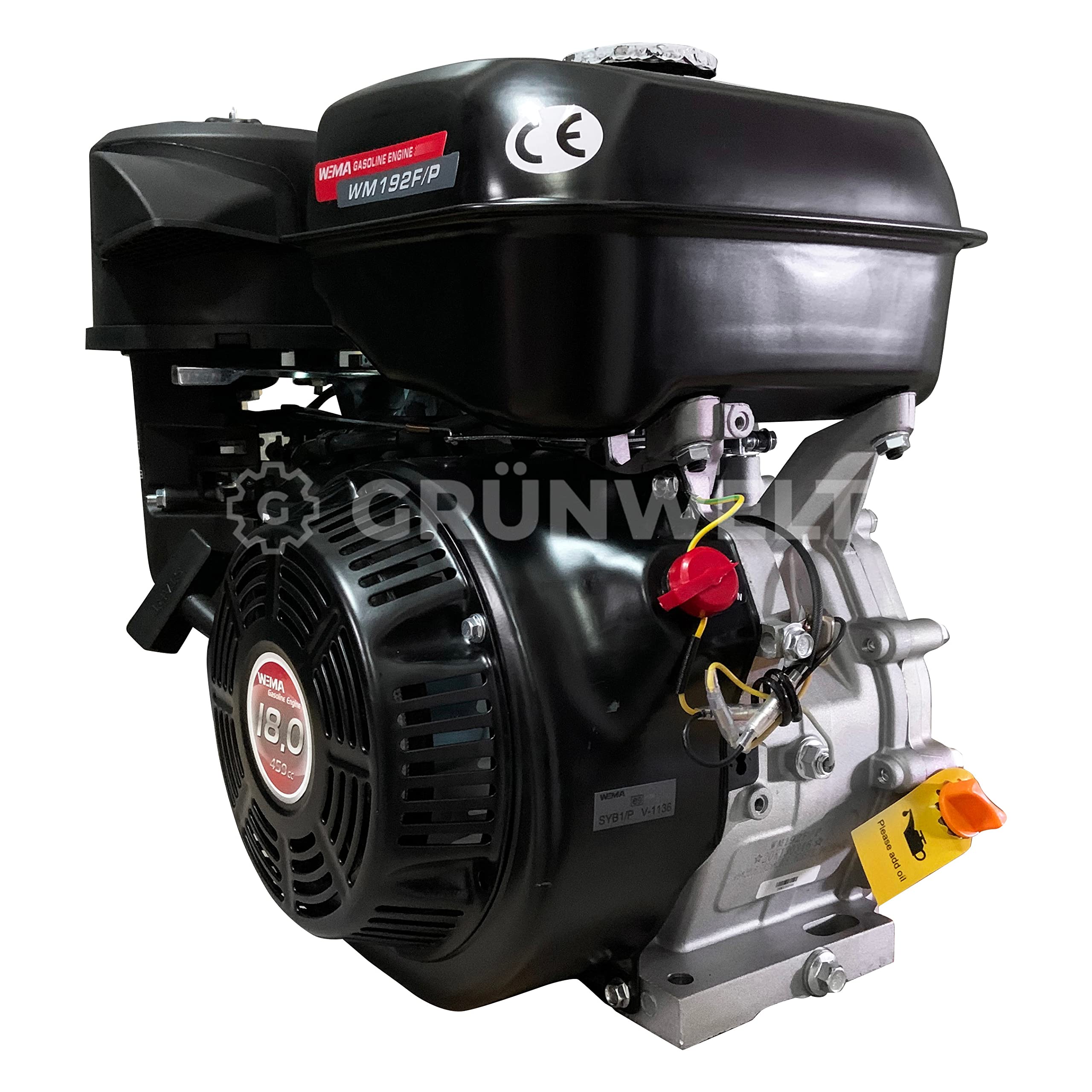 Moteur essence Weima WM192F 18 CV 460 cm³ Moteur échange EURO 5, plaque vibrante, moteur kart, moteur échange simple essieu