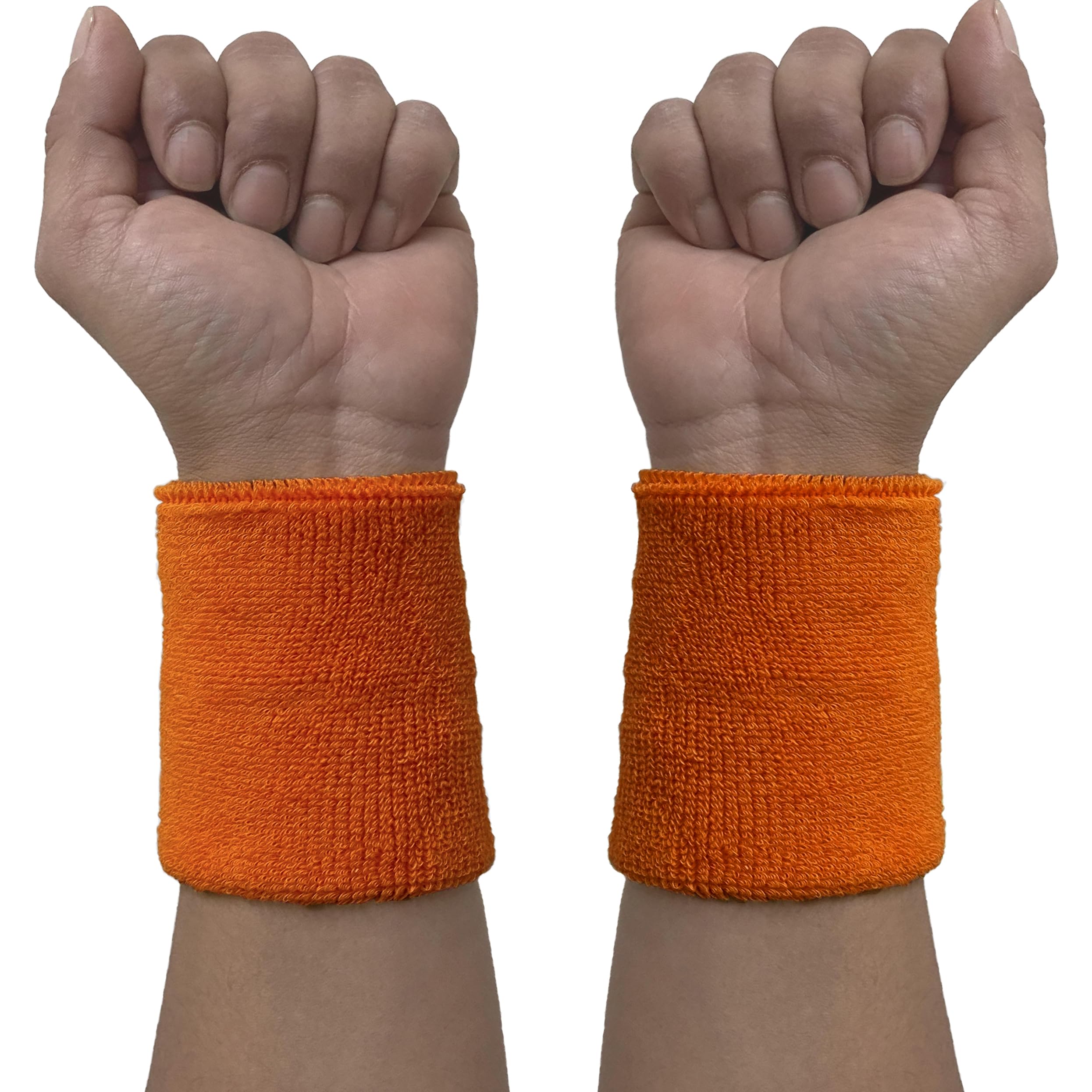 Couver Wrist Sweatband - Dark Orange Solid Cotton Terry Colth Sport Wristband, 1 Pair โ image 1