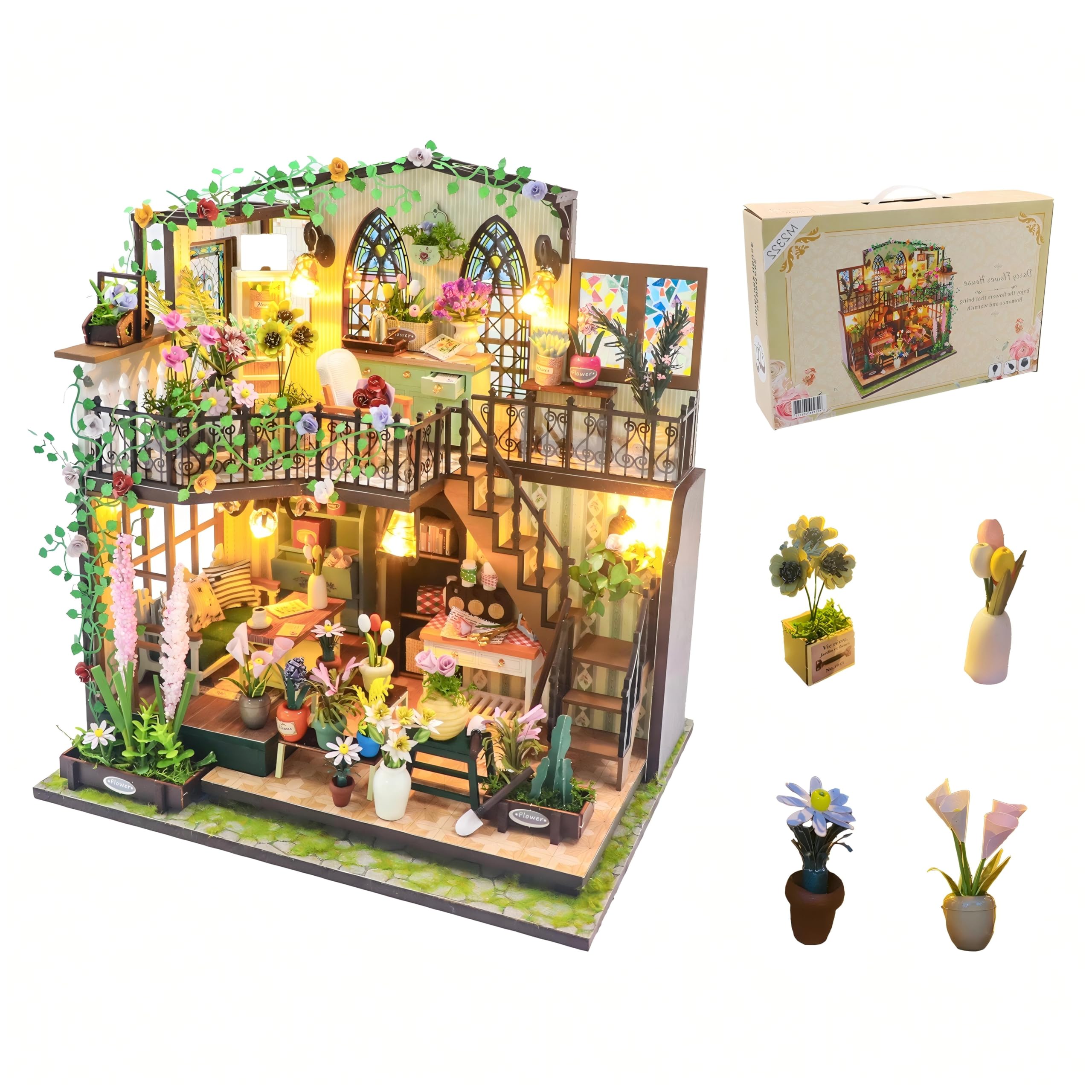 Shrike - Casa de muñecas 3D para jardín Encantado | Puzzle Book Nook de Madera Kit DIY Miniatura con Herramientas - Corte láser preciso | Regalo Creativo 14+ decoración Biblioteca 23,5x22x17cm