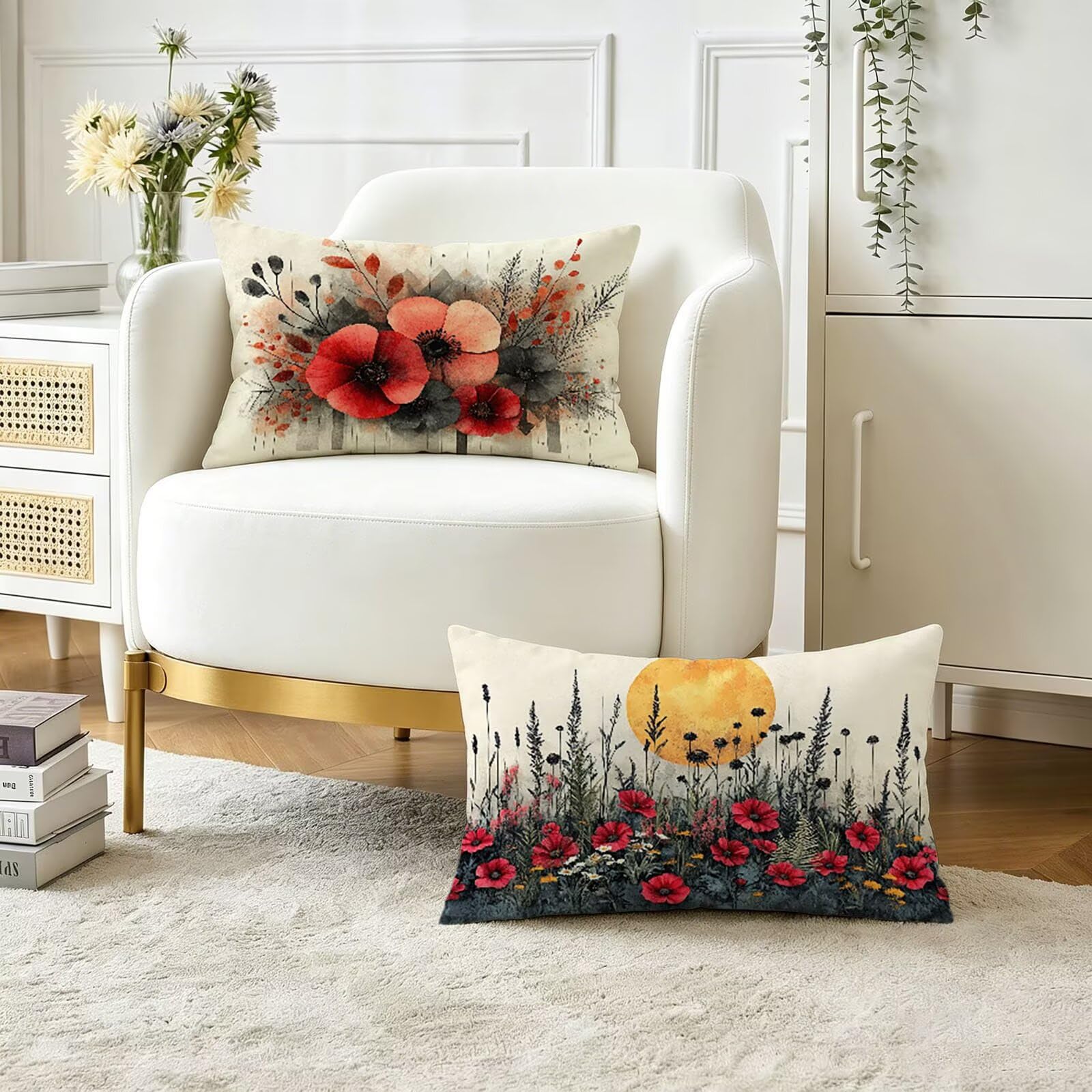 Coussin extérieur imperméable 50x80 cm en lin pour canapé de jardin et salon