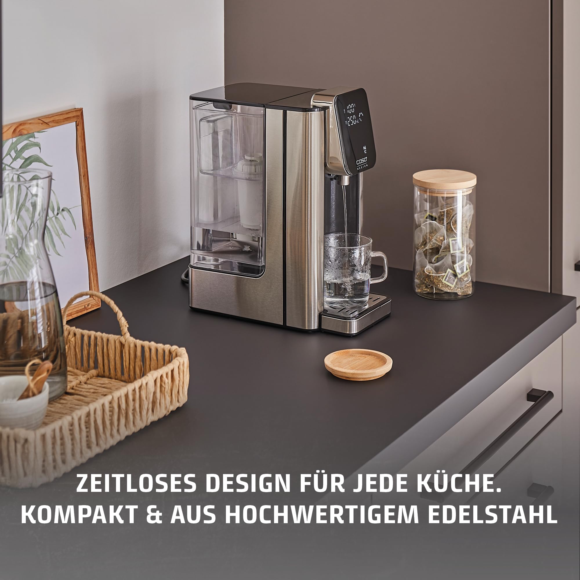 CASO HW 660 Heißwasserspender - heißes Wasser in wenigen Sekunden, spart bis zu 50% Energie gegenüber Wasserkochern, 8 Mengenausgaben, für Babynahrung geeignet, Integrierte Entkalkungserinnerung