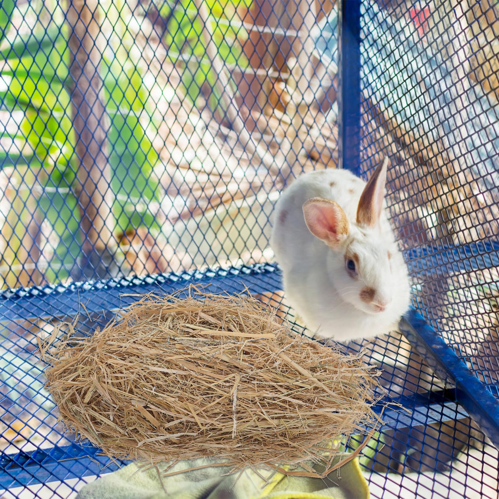 KOMBIUDA Natürliches Kaninchenniststroh aus Weizenstroh 1 Kg Weiche und Leicht Verteilbare Einstreu für Kaninchen und Katzen im Garten oder Hof