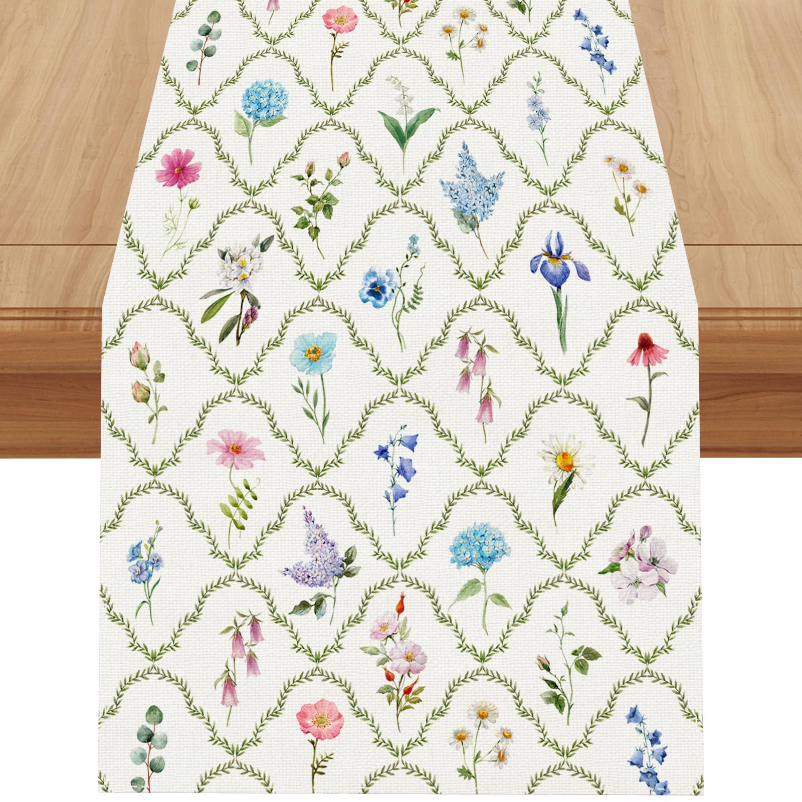 Watercolor Flowers Spring Table Runner 72 Inches Long Spring Table Decor Spring Party Decoration and Supplies for Home Office Classroom 13x72 Inch