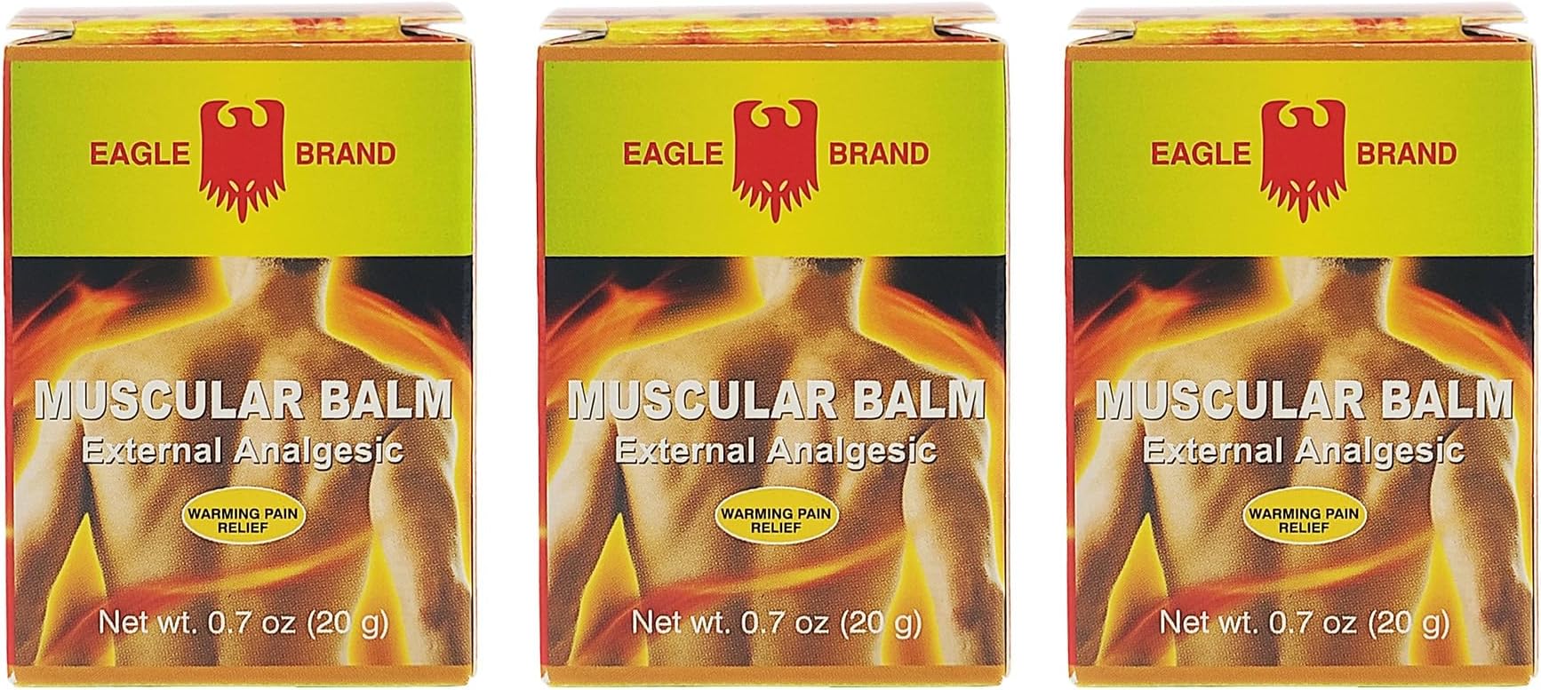Eagle Brand Muscular Balm, External Analgesic, Warming Pain Relief, 0.7oz x 3, (Pack of 3)