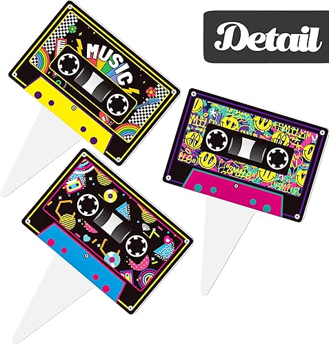 Miniatura 4 de 48 cintas de casete para cupcakes, decoración de tartas de fiesta temática de los años 80, decoraciones retro para fiestas de cumpleaños para
