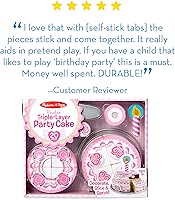 Vista 6 de Juguete de madera en forma de pastel de fiesta de tres capas Melissa & Doug, construcción robusta con pestañas autoadhesivas, gran regalo para niñas