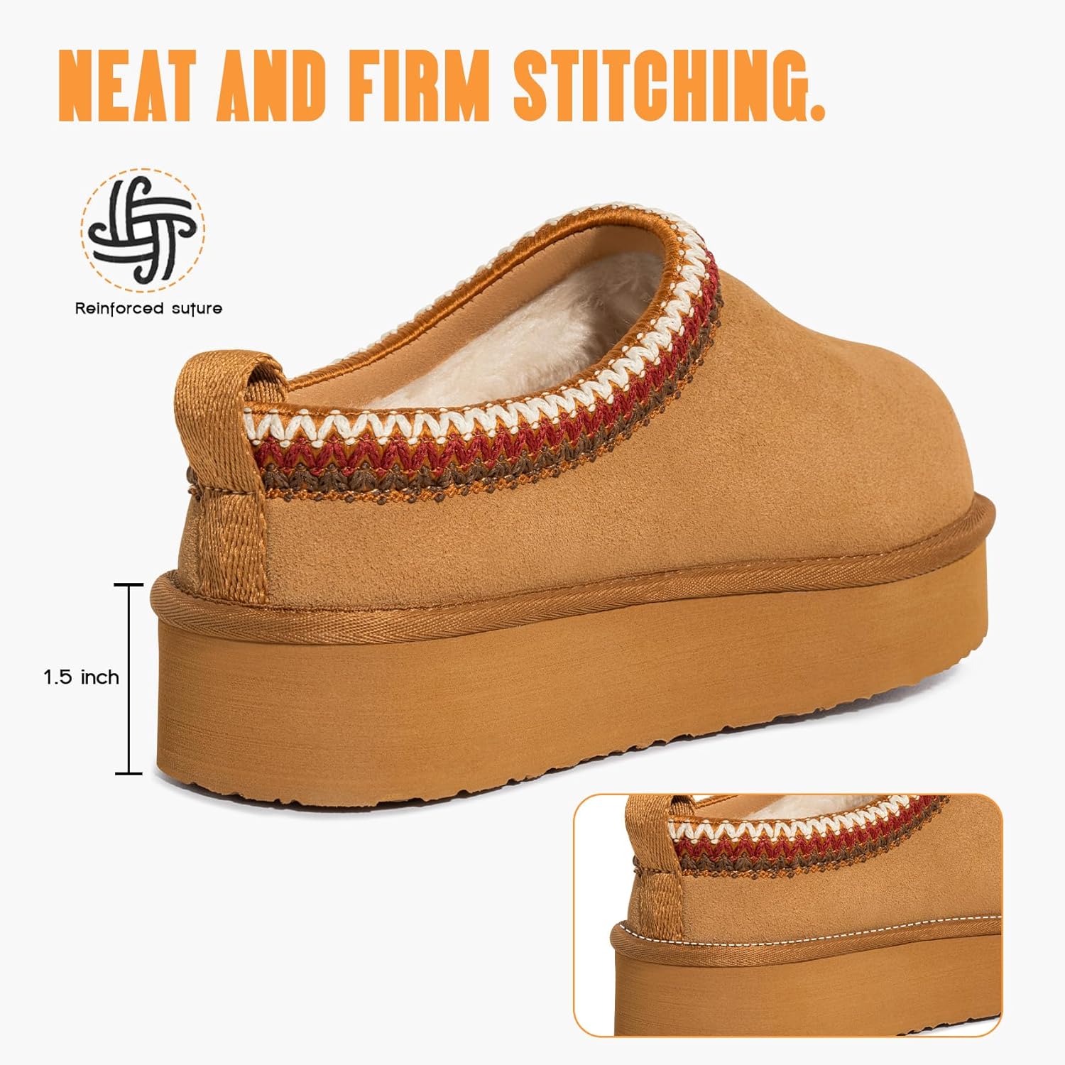 FITORY Women's Suede Slipper | Flat Short Mini Boots with Fur Fleece | Winter Casual Comfort Shoes - Image 5