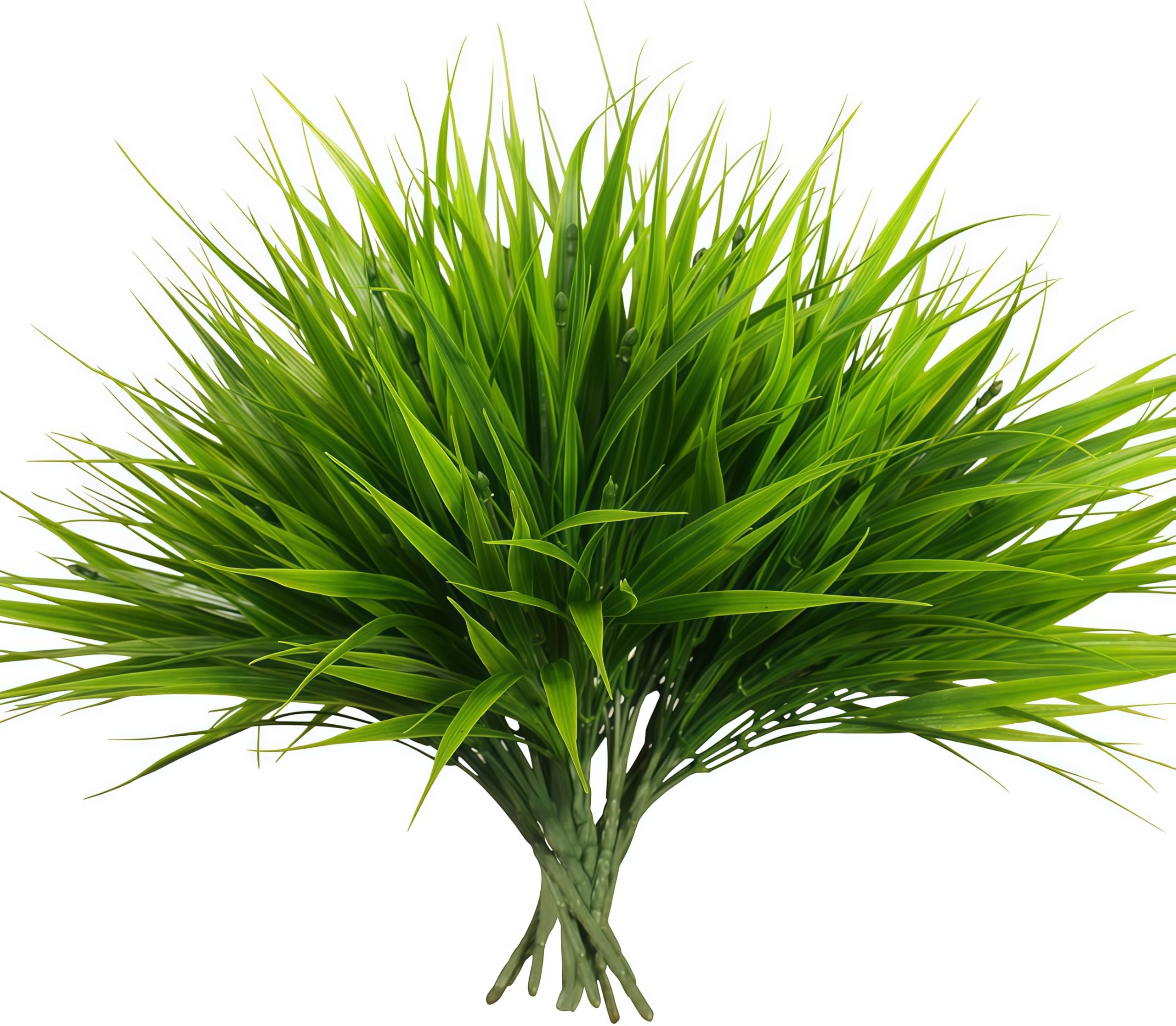 alyptus Artificial Grass Outdoor 12 Bundles Fake Plants Outside Green Onion Faux Greenery Shrubs for Front Porch Planters Pot Décor for Outdoors (Grass)