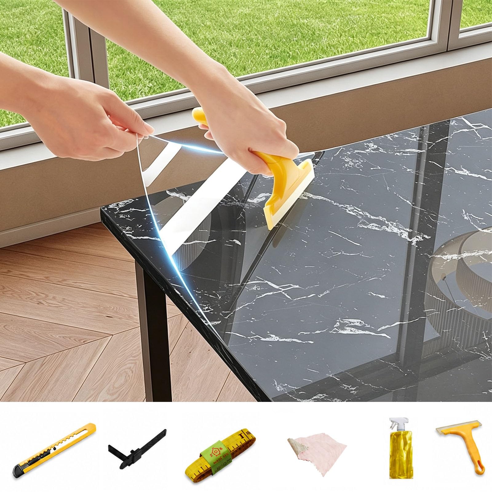 Película protectora para mesa de comedor de plástico transparente autoadhesivo 100x190cm