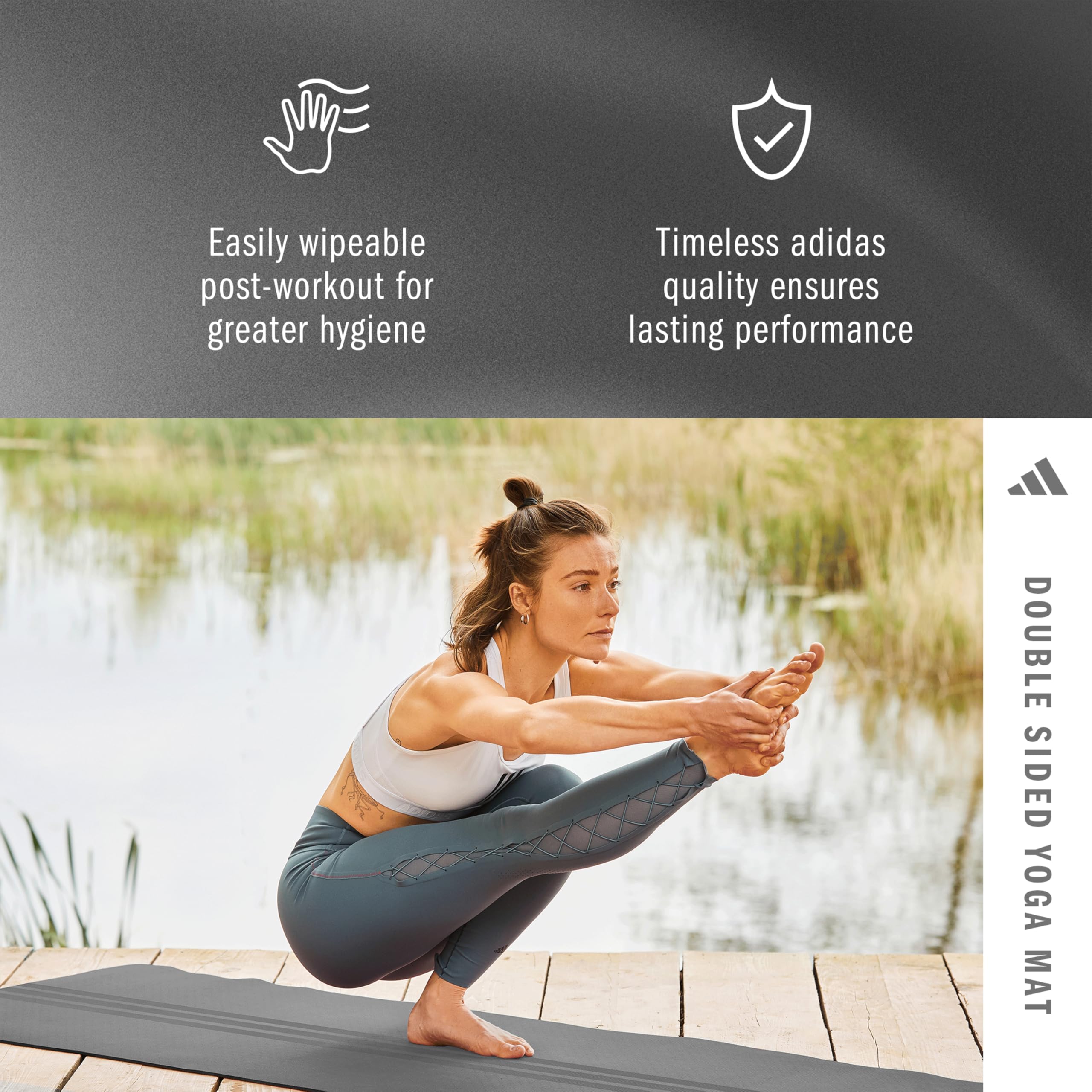 adidas - Esterilla de yoga de doble cara de 6 mm (gris)