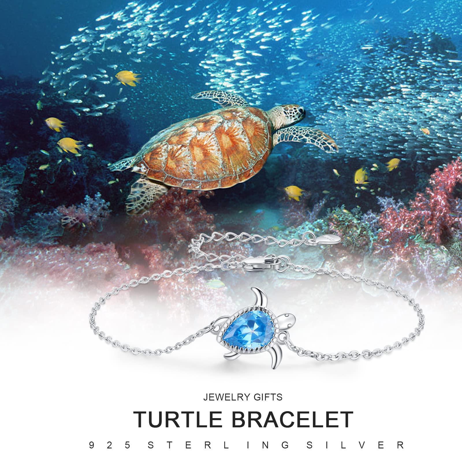 Midir&Etain Pulsera de plata de ley 925 con diseño de koala y tortuga, diseño de oso koala, regalo para mujeres, niñas y novias, 7 inch, Plata de ley, Circonita cúbica