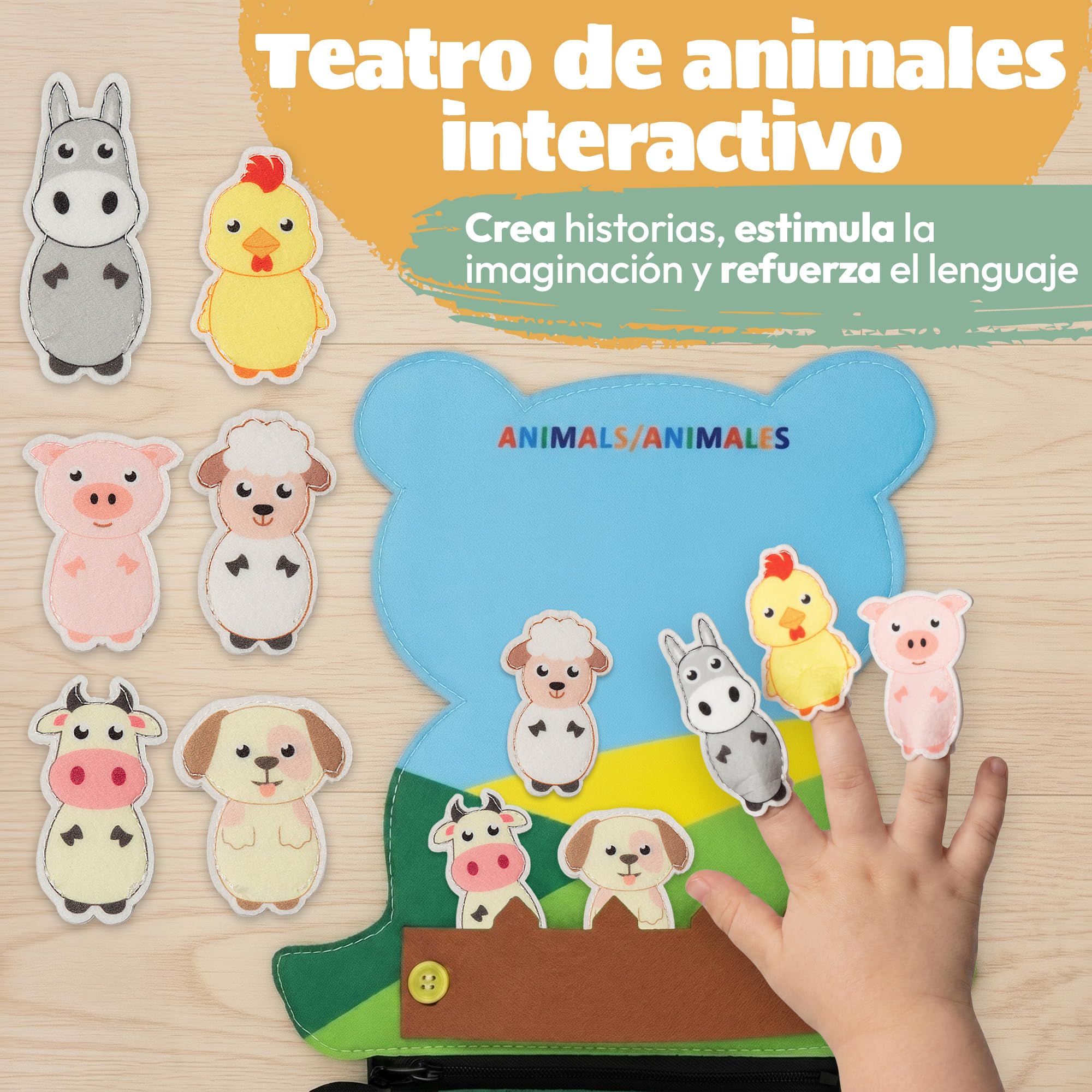 Busy Board Montessori +3 años de Fieltro - Busy Book Sensorial con Letras, Números y Animales - Juego Montessori 3 años con Habilidades de Motricidad Fina - Diseño Panda — view 4