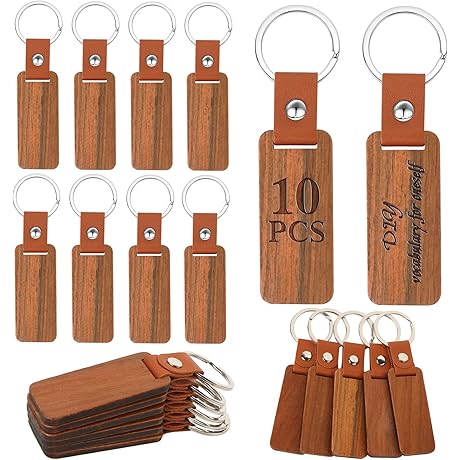 Personalized Leather Wood Keychain Blanks