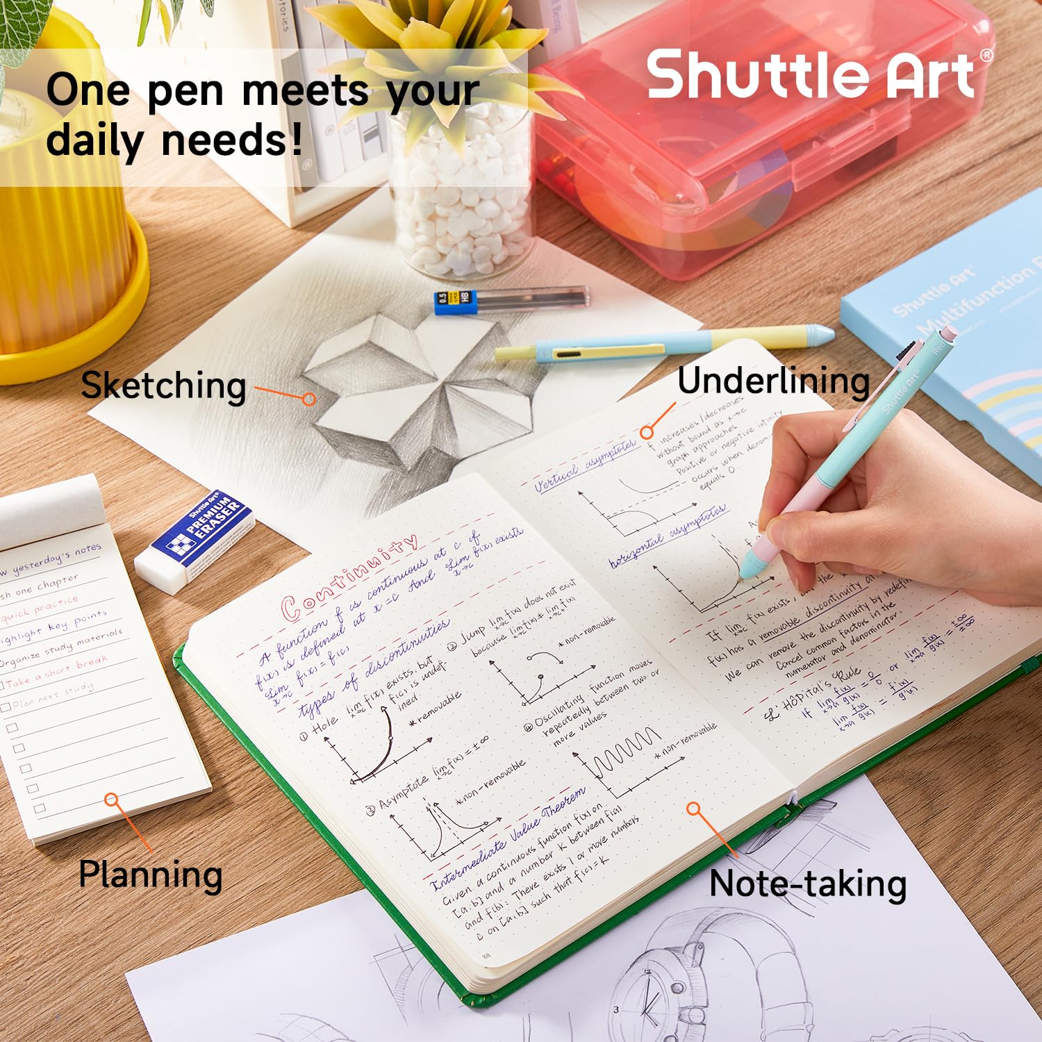 Amazon.co.jp: Shuttle Art 多機能ペン 2本セット 4色ボールペン 1mm
