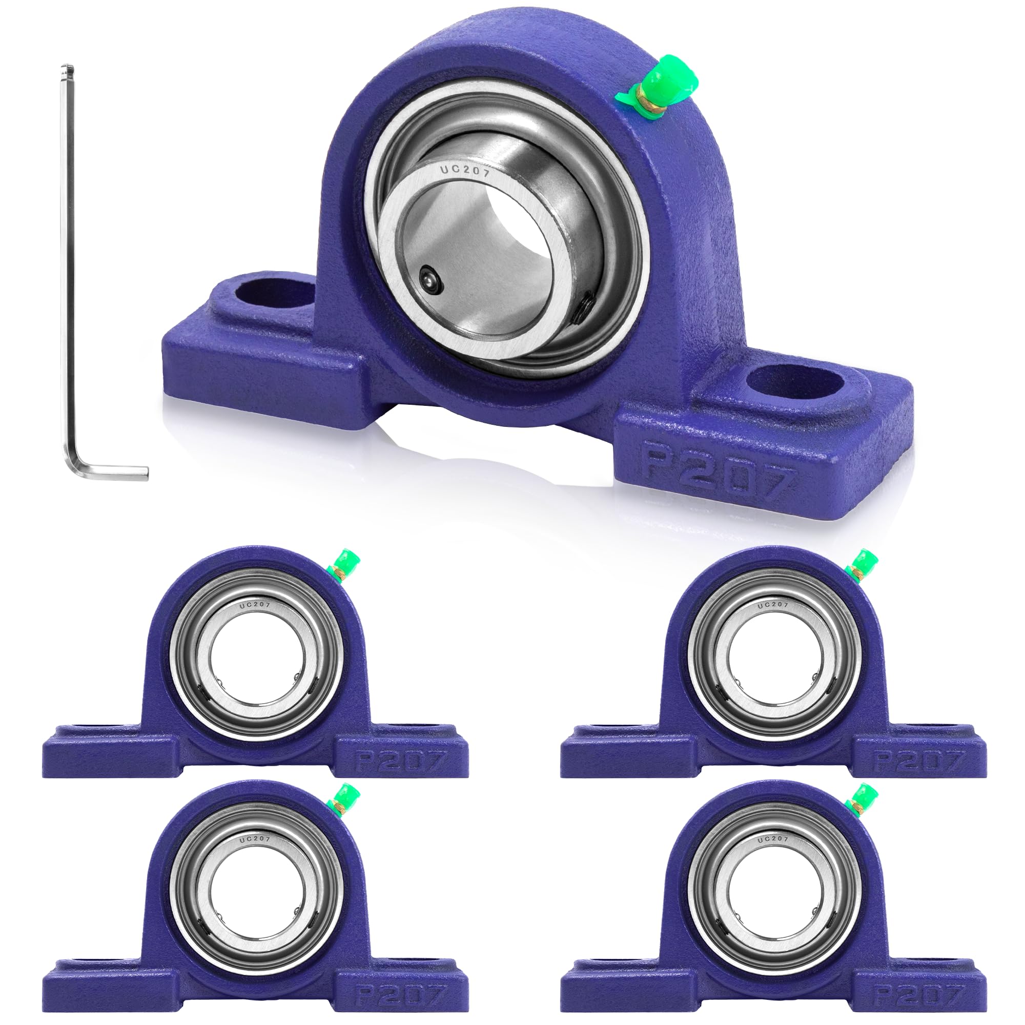 Palier Roulement 5Pcs UCP 207, Bride de Roulement de Bloc d'oreiller, Corps de Paliers en Fonte Bille Acier Roulements Est Doté d'un Graisseur, pour Roue de Brouette, Machine à Rouler
