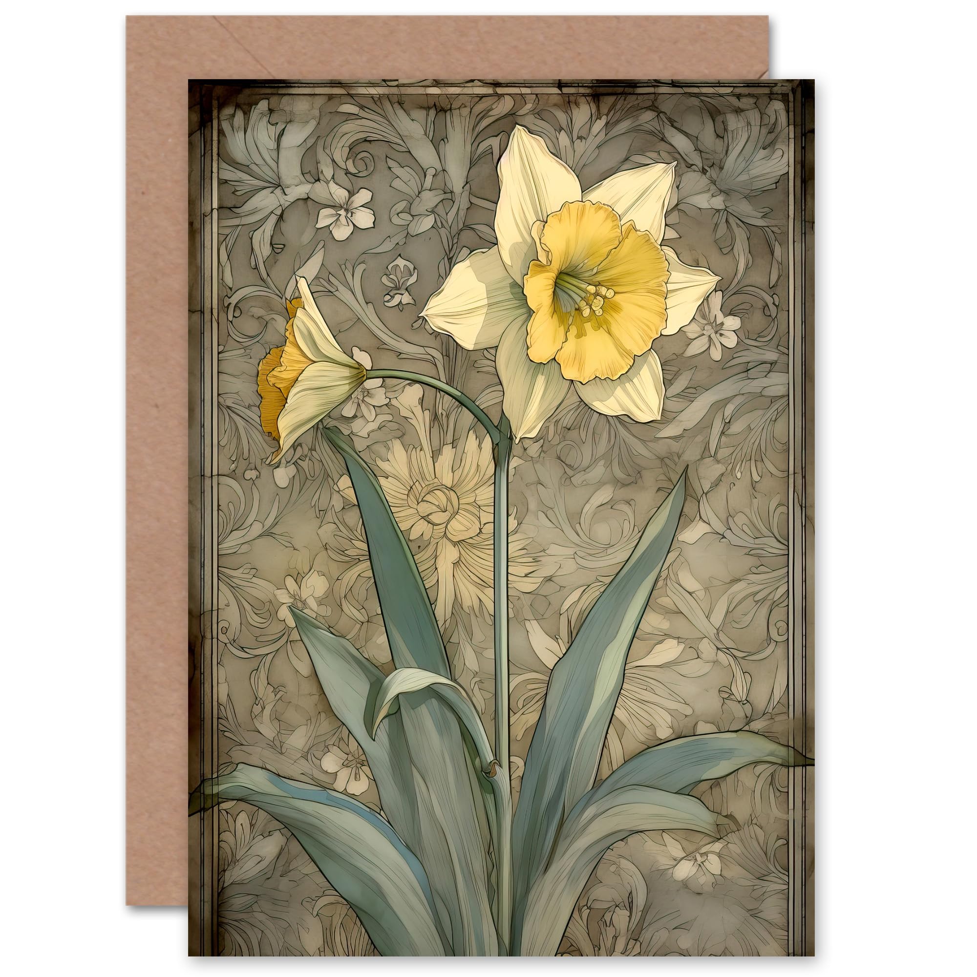Artery8 Daffodil Lover Flower Pastel Art Nouveau Custom Greeting - View #11