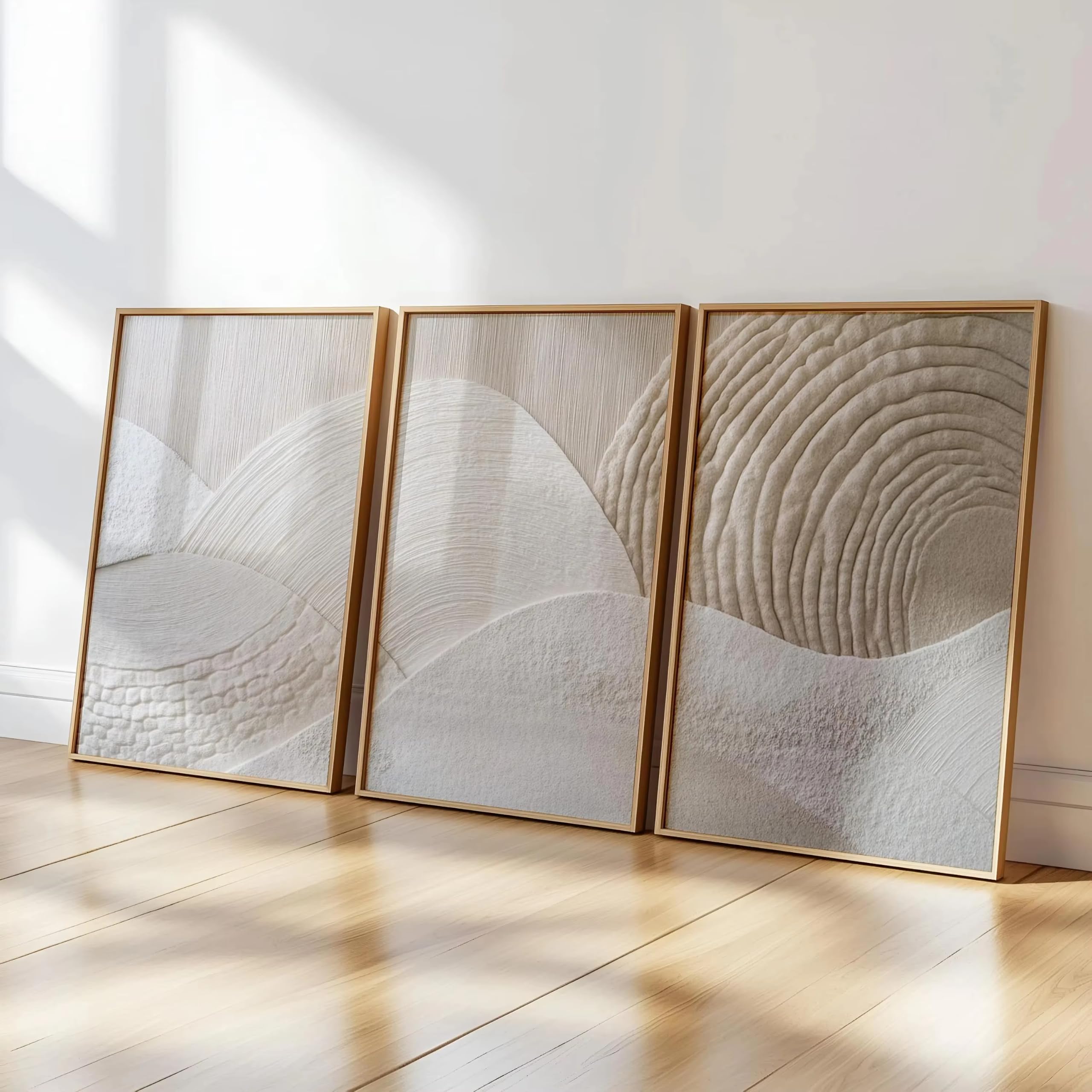 DFZEWKI Boho Neutral Textured Abstract Canvas Wall Art Set, Minimalist Beige Mountain Prints, Living Room Bedroom Home Decor(20x30cm(8x12in) x3/No frame)