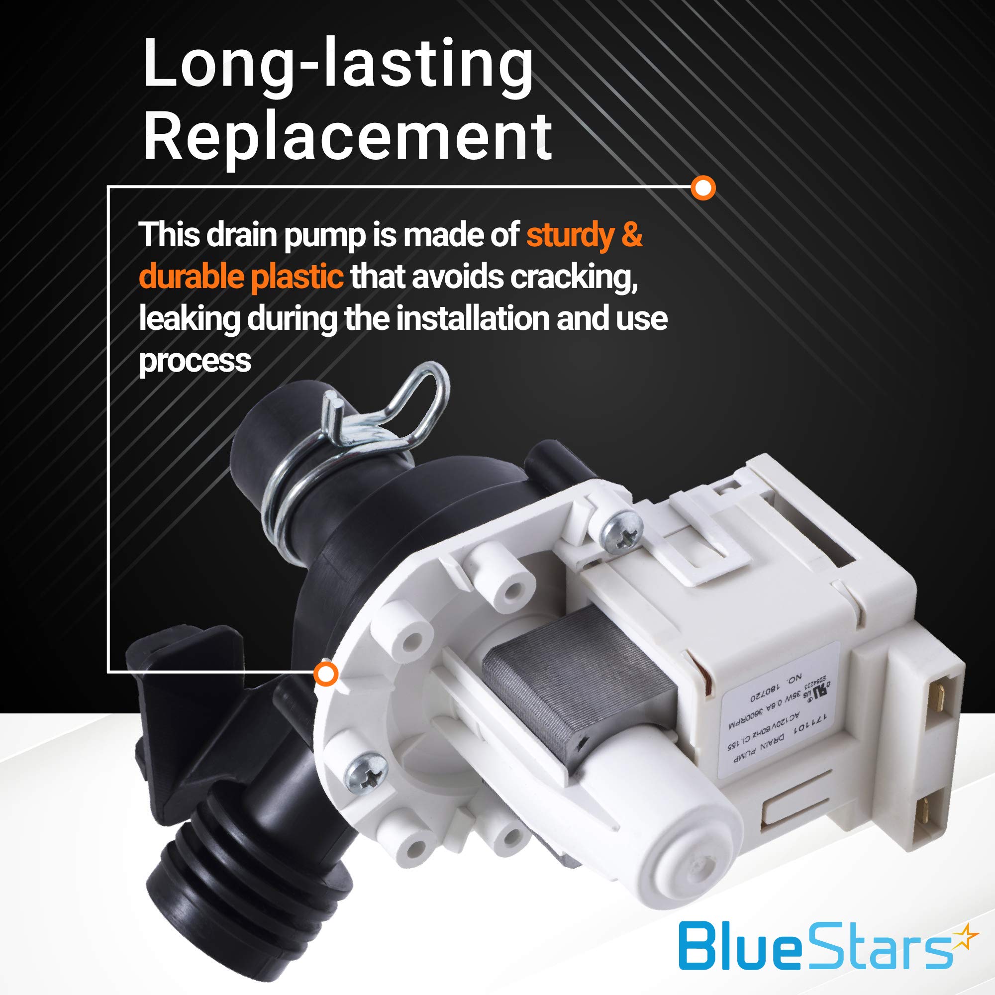 Ultra Durable 154580301 Dishwasher Drain Pump Replacement Part by Blue Stars - Easy to Install - Exact Fit for Frigidaire & Kenmore Dishwashers - Replaces AP4019644 154491301 PS1765174