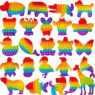 24 Packs Fidget Toys Bulk Pop Poppers it Gifts for Kids Adults , Classroom Boys Girls Push Its Pop Sensory Bubble Set Carnival Pinata Prizes Bag, Desk Toy Party Favors Kit Game Ideas Gift Cute Animal