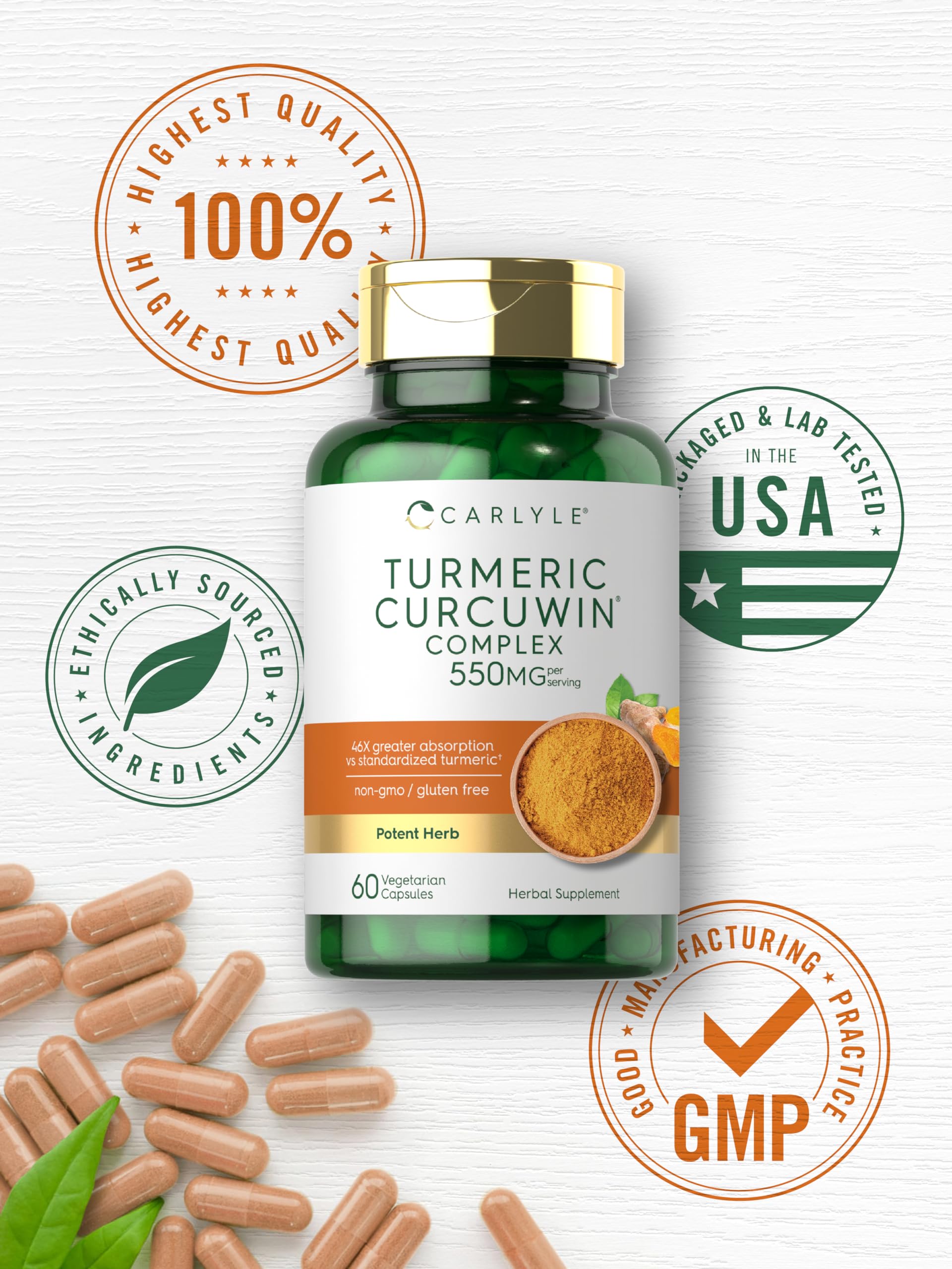 Carlyle Turmeric Curcumin 550mg | 60 Vegetarian Capsules — Amazon image 6