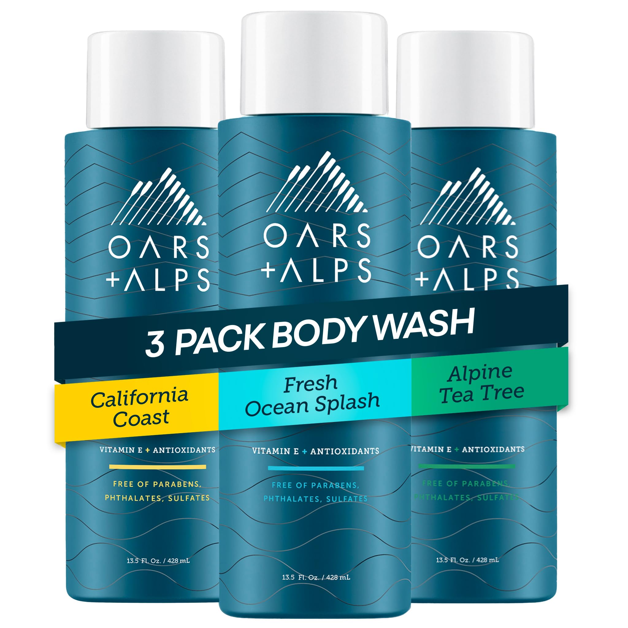 Oars Alps Body Wash for Men Mens Body Wash Face Cleanser with Vitamin E Antioxidants Moisturizing Paraben Sulfate