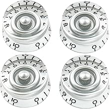 Musiclily Pro Inch Thin 24-Spline Guitar Potentiometer Buttons Speed Knobs Tone Volume Knobs for Electric Guitar USA LP SG Style, Silver(Set of 4)