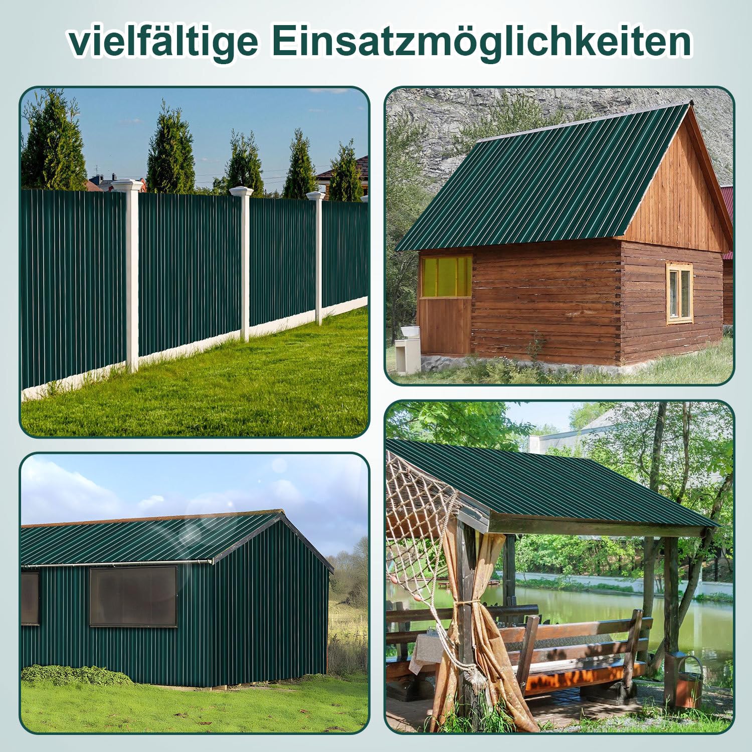 Zestaw 24 arkuszy profilowanych, blachy trapezowej, płyty dachowe, płyty z blachy falistej do dachu 129 x 46 cm, 14 m², metalowe, blachy dachowe z blachy stalowej, do wiaty, domku na narzędzia