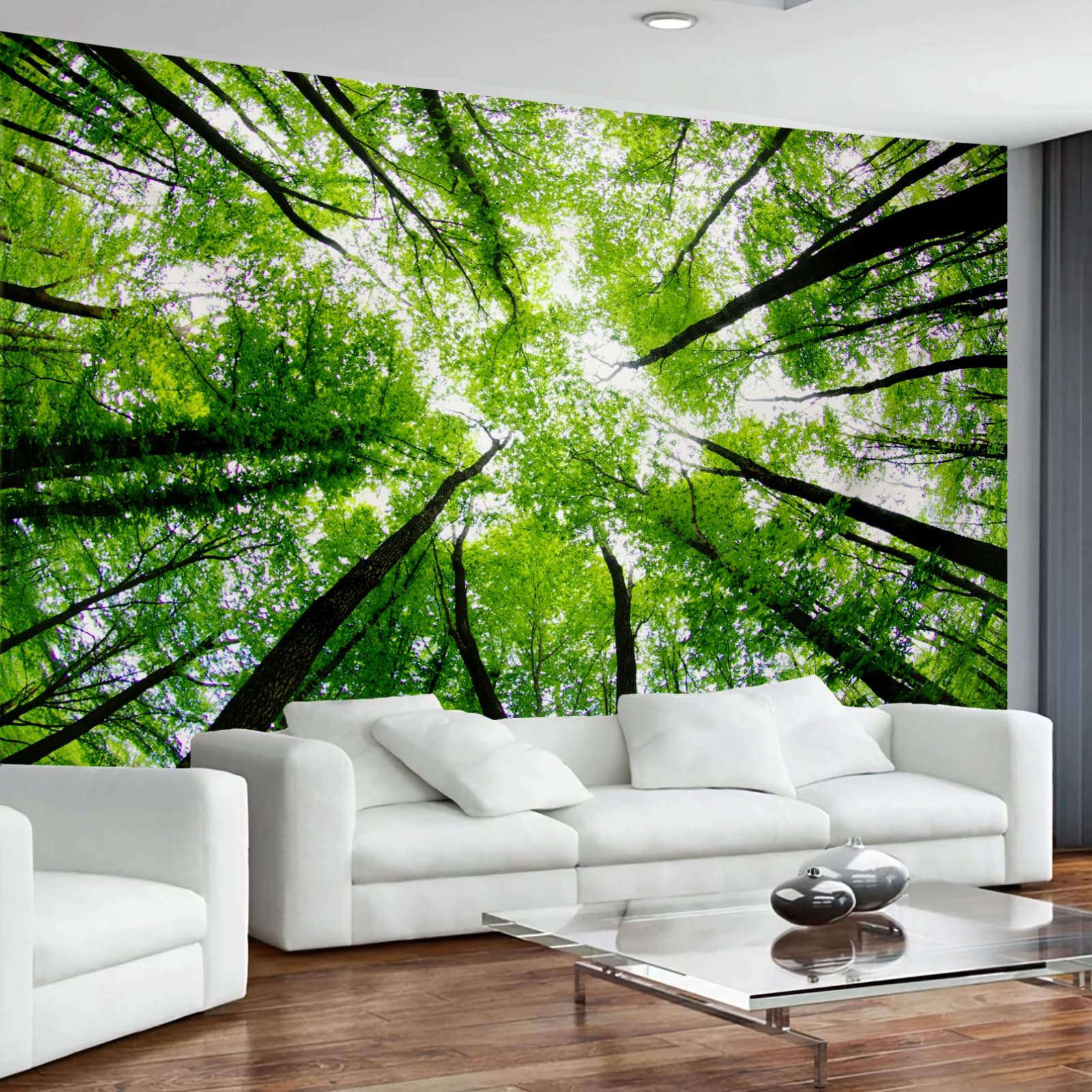 Arsey Green Tapestry Forest Sky Wall Tapestry Nature Landscape Extra Large Ceiling Tapestries Aesthetic Wall Hanging Decor Bedroom Living Room