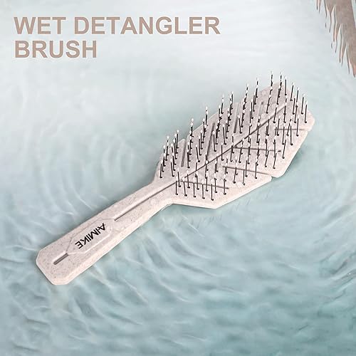 Miniatura 8 de AIMIKE Cepillo desenredante para el cabello, cepillo desenredante de base biológica con cerdas suaves, cepillo desenredante que afloja suavemente