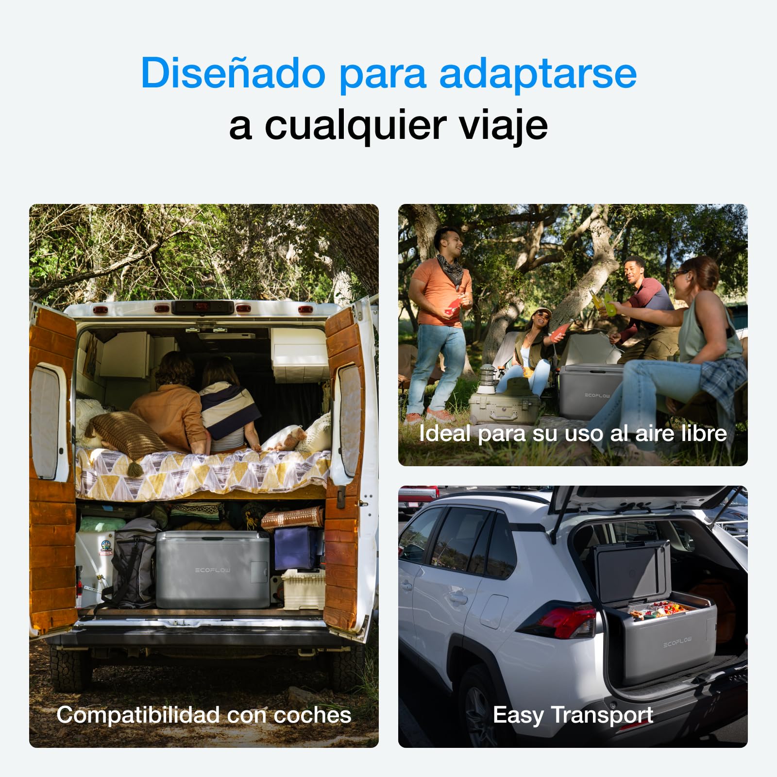 EF ECOFLOW Nevera portátil eléctrica GLACIER Classic 55 L, doble zona con batería 298 Wh, control APP, 39h de enfriamiento sin conexión a la red, carga por CA, solar y vehículo, para camping, viajes