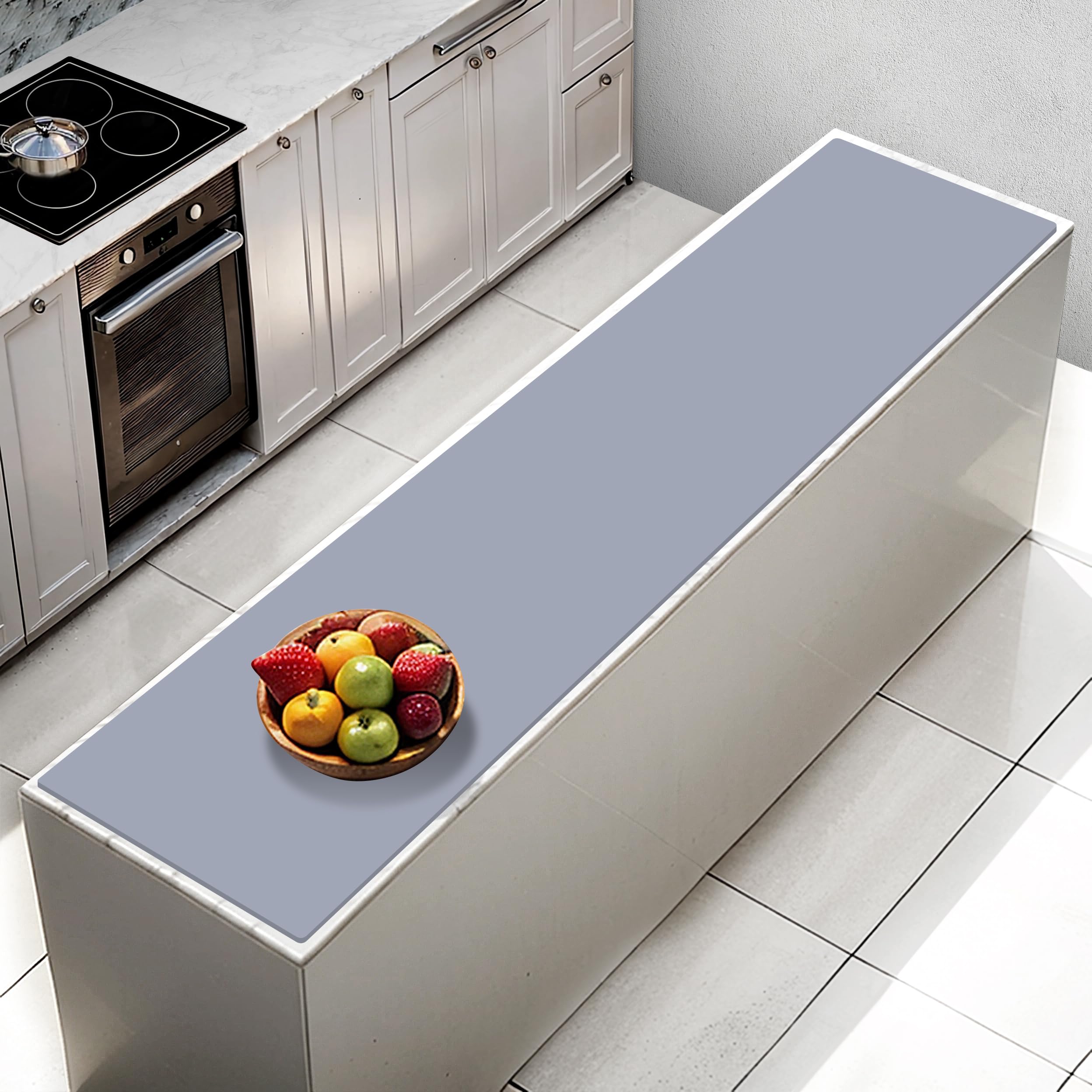 AECHY Extra große Silikonmatte, 200 x 50 x 0,20 cm, Mehrzweck-Silikonmatte, dick, hitzebeständig, gerollt, Küchentheke, wasserdichte Silikonmatten für Küchentheke, Dunkelgrau | Dicke, rutschfeste Silikon-Thekenmatte, wasserdichter Küchen-Arbeitsplattensch