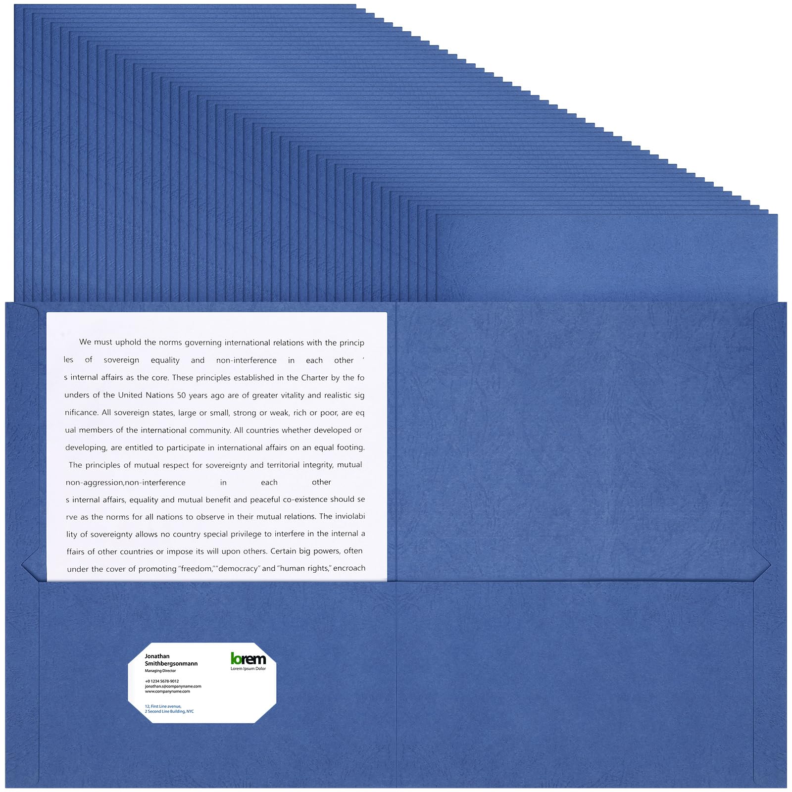 Harloon 75 Pack Two Pocket Folders Bulk, Letter Size Paper File Folder 8.5 x 11 Inches Textured Paper with Business Card Slot for School Graduation