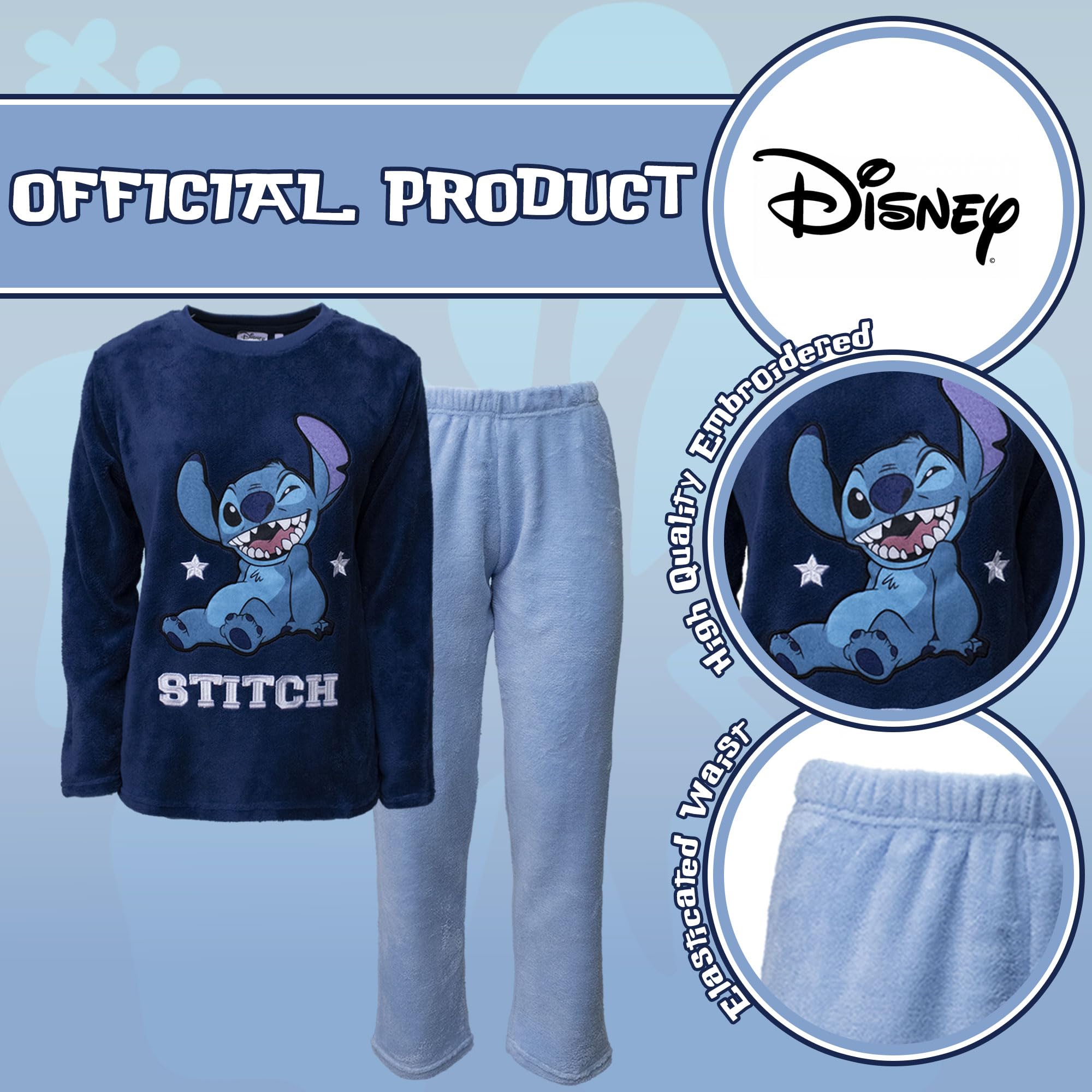 Disney Lilo und Stitch Schlafanzug für Damen und Mädchen, lang, Winter, aus Fleece 6953
