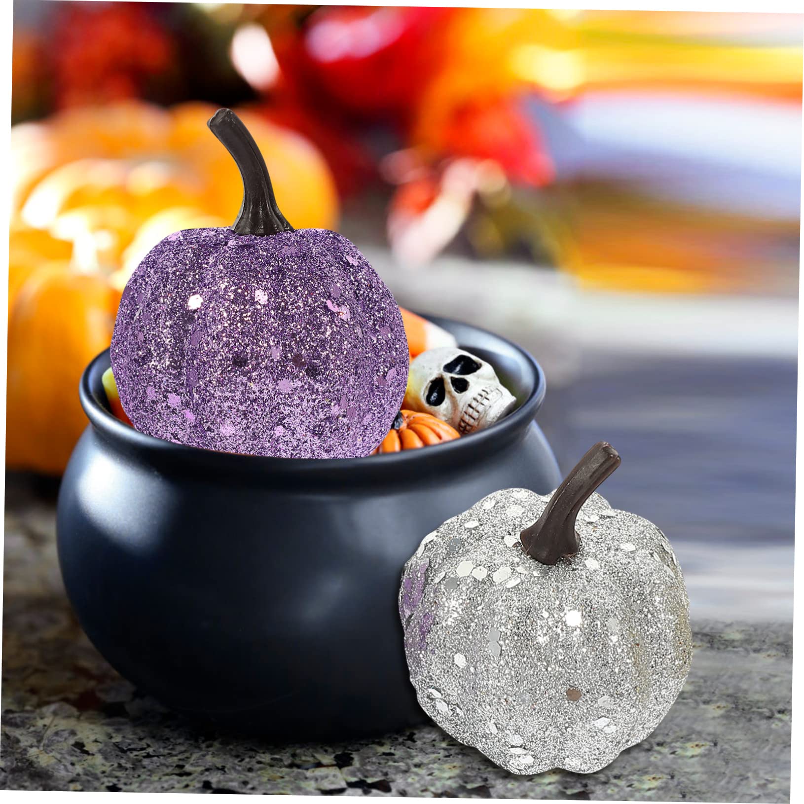 Abaodam 40piezas Calabazas De Halloween Artificiales De Espuma Brillo para Decoración De Fiestas y Eventos