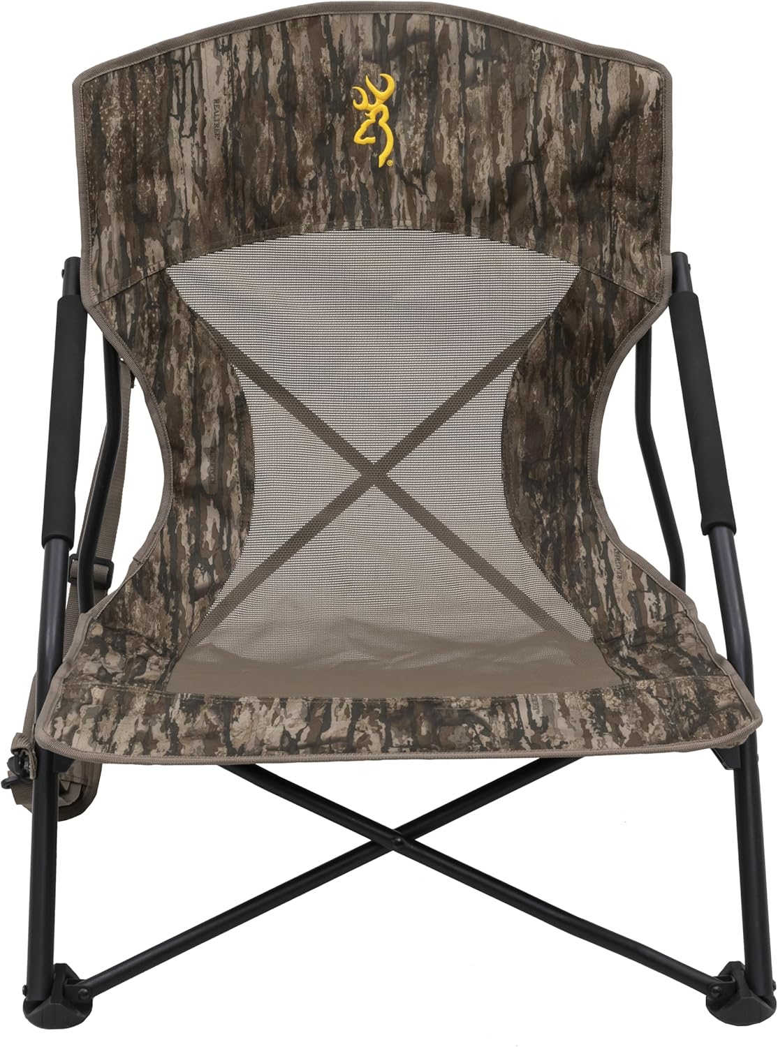 Browning Strutter Hunting Chair – Low-Profile Folding Turkey & Predator Chair in Realtree Legacy with Rotating Feet, Steel Frame, Carry Strap & Compact Design for Hunting and Camping
