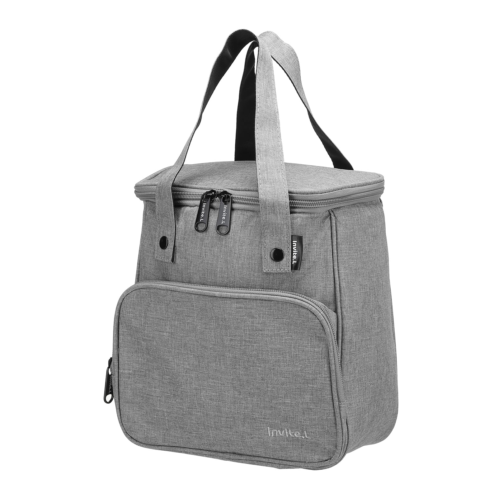 Sacs à déjeuner isolés, Sacs à Bento, fourre-Tout Thermique, Sac de récipients Alimentaires Portables avec Poches pour Bureau, Camping, Pique-Nique, Gris