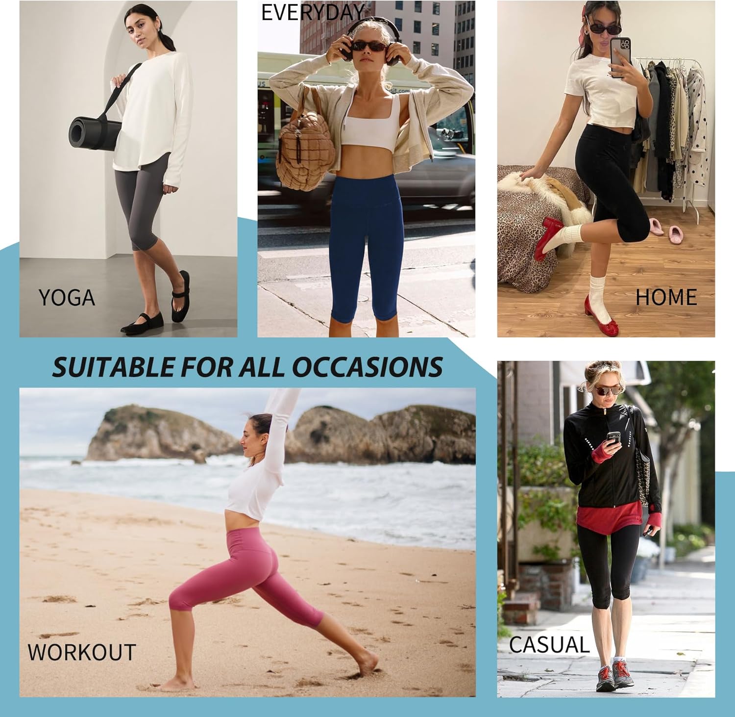 FULLSOFT 2 Pack Women's Capri Leggings - High Waisted Knee Length Capris Yoga Pants for Summer Casual Workout - Image 7