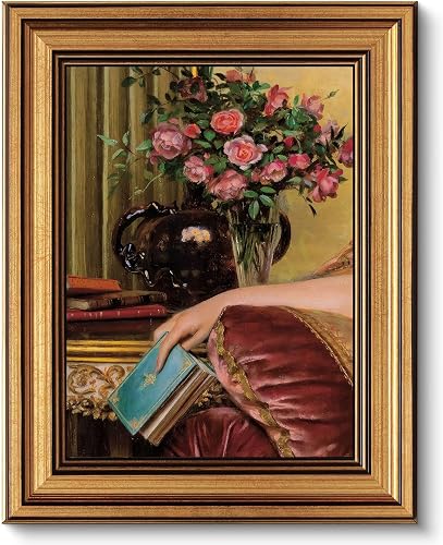 Vintage Gold Framed Canvas Wall Art Mid Century Victorian Painting Picture Vinta