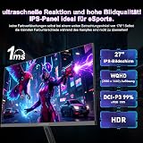 Minifire 27 inch WQHD 240Hz Gaming Monitor 1440P-1ms AMD FreeSync 丨DCI-P3 98% 丨Fast IPS丨Loudspeaker丨HDR10 丨2×DP1.4丨2×HDMI丨Height adjustable vertical/horizontal rotatable Gaming PC Monitor - 7