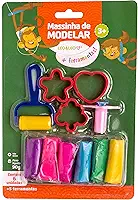 KIT MASSA DE MODELAR 6 CORES MAIS 5 PECAS LEOELEO