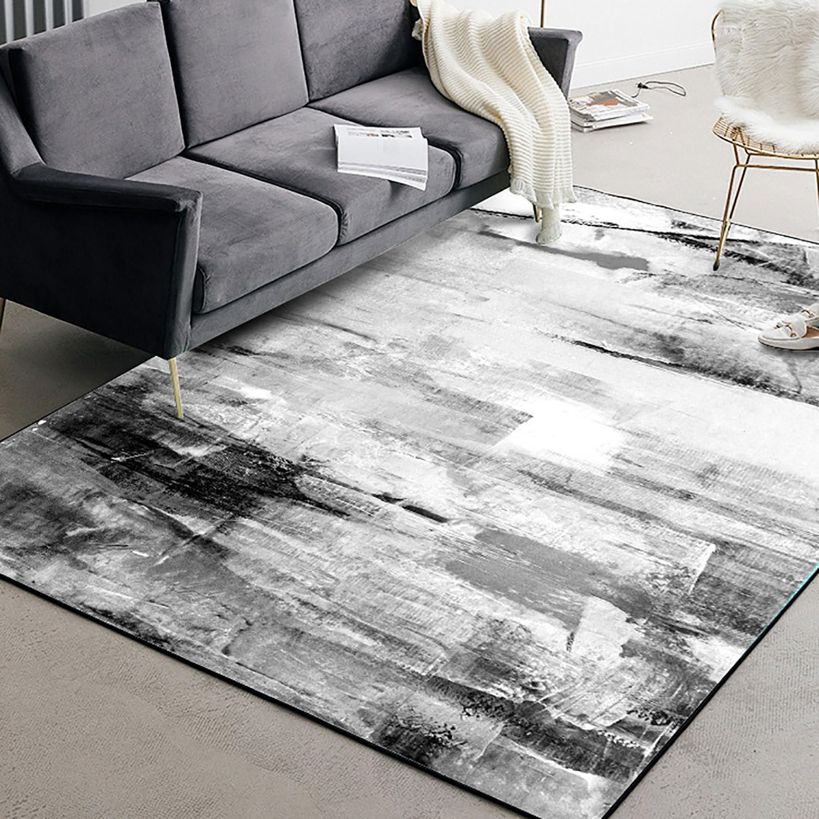 Tapis moderne antidérapant encre grise 160x230 cm fini les tapis qui glissent