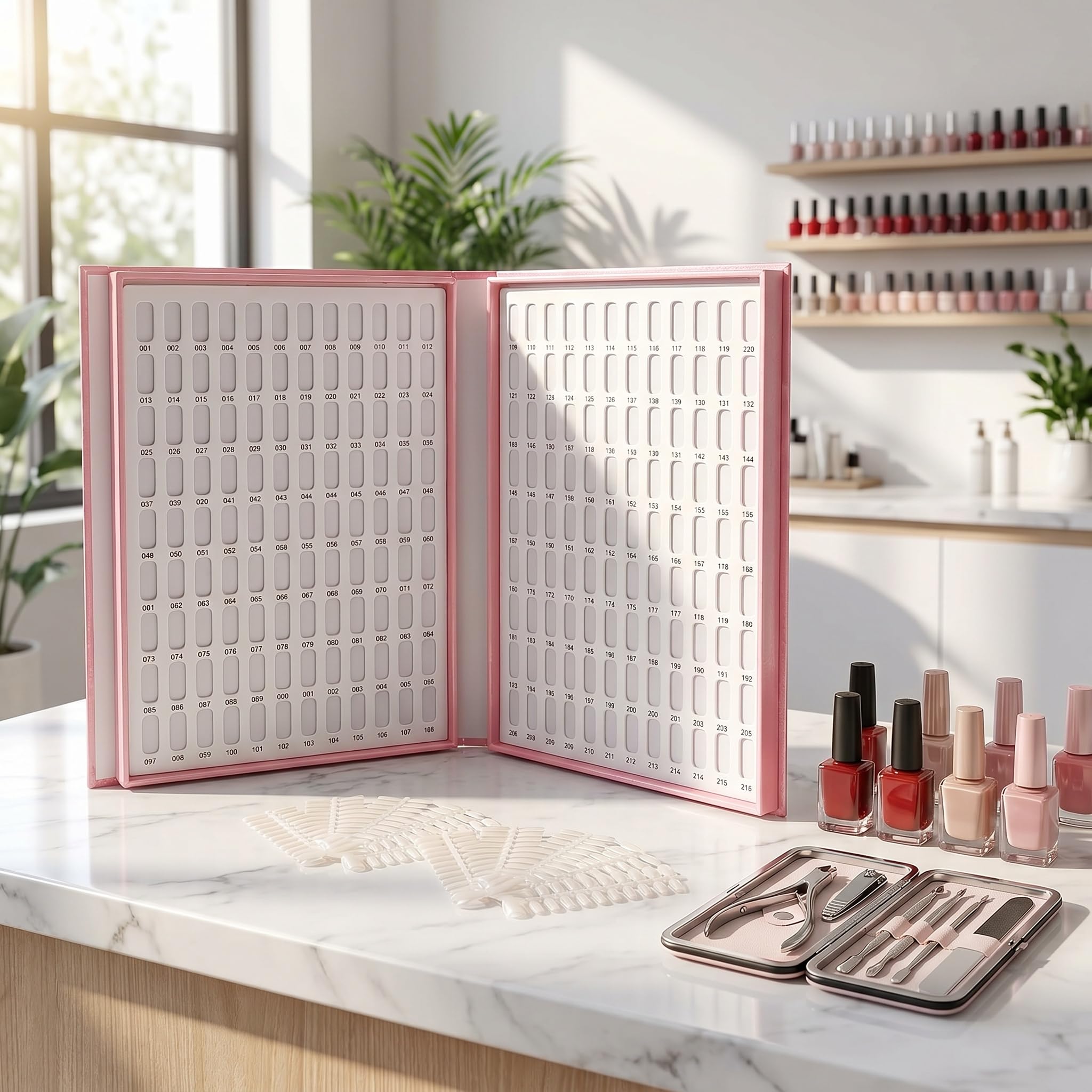 2er-Pack Nagellack-präsentationsbuch Mit 216 Farben, 480 Nagelspitzen – Professionelle Nagellack-farbmusterkarte Für Salons Und DIY-nagelkunstübungen, Kein Kleber Erforderlich