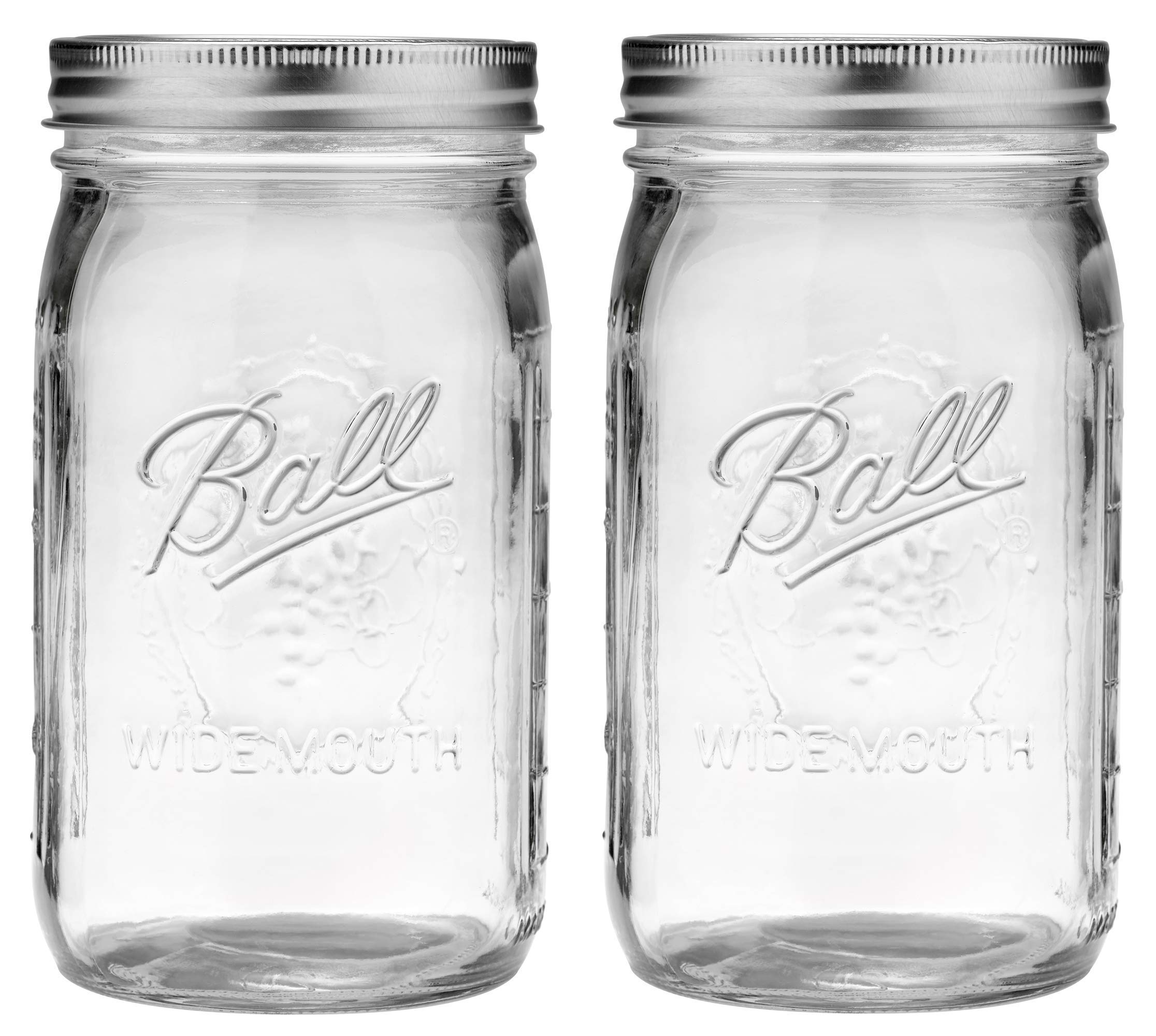 Ball Mason Jar-32 oz. Clear Glass Ball Wide Mouth-Set of 2