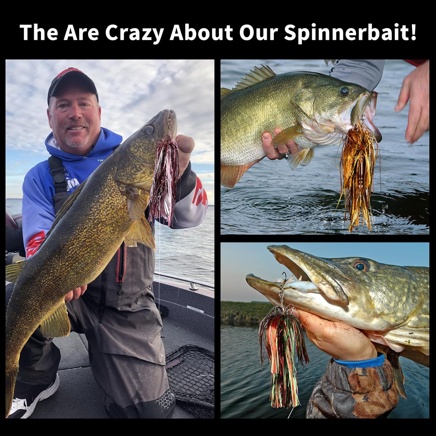 QualyQualy Fishing Spinner Bait 3pcs, Musky Bucktail Spinnerbait with Double Blades for Pike, Bass, and Trout,Multiple Color Fishing Lures for Freshwater Saltwater