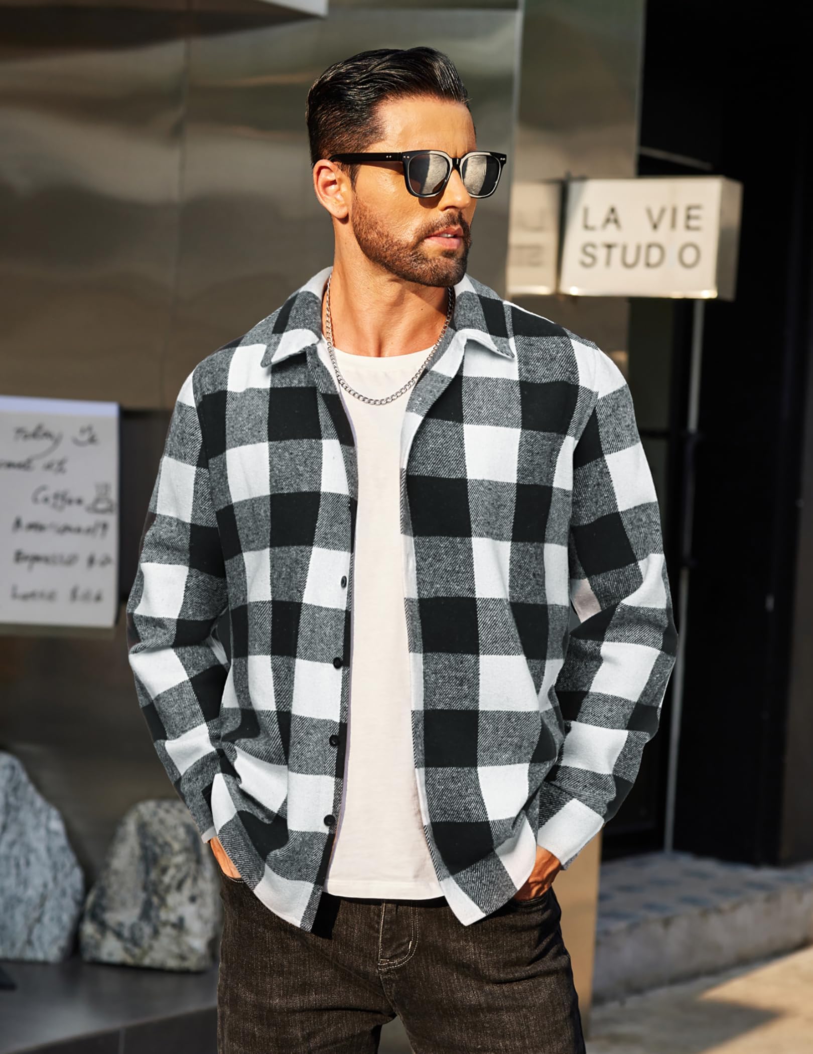 COOFANDY Camicia termica invernale in flanella da uomo, a quadretti, da falegname | Camicia per il tempo libero, a maniche lunghe, con bottoni, vestibilità regolare