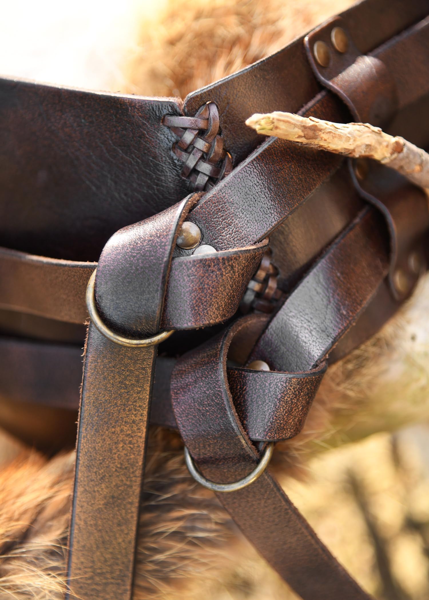 Ulfberth Breiter Ledergürtel, Unisex Doppelgürtel aus Leder | Damen & Herren, Breiter Gürtel, Mittelalter, Wikinger, Langgürtel, LARP, Reenactment, Pirat, Fantasy Cosplay