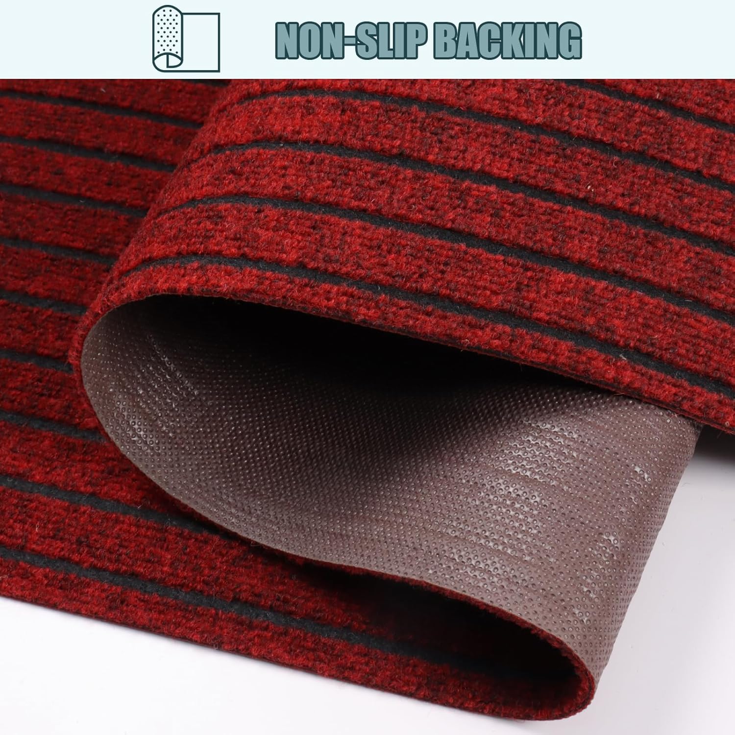 Runner Rug 2 ft x6 ft, Outdoor/Indoor Rug with Rubber Backing Non Slip for Hallway, Kitchen, Patio, Laundry, RV, Entryway, Garage, Bathroom, Area Rug Carpet, Red Strip, Customizablees